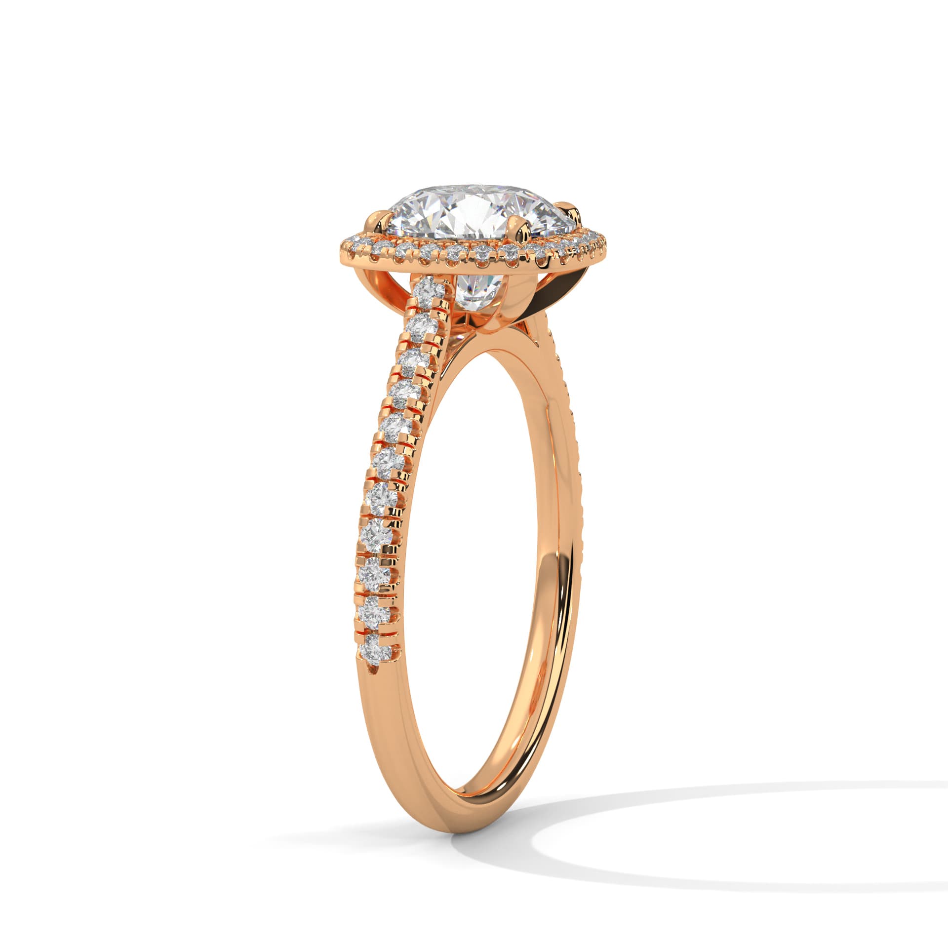 Halo Ring With Round Diamond In White Gold thumbnail 12
