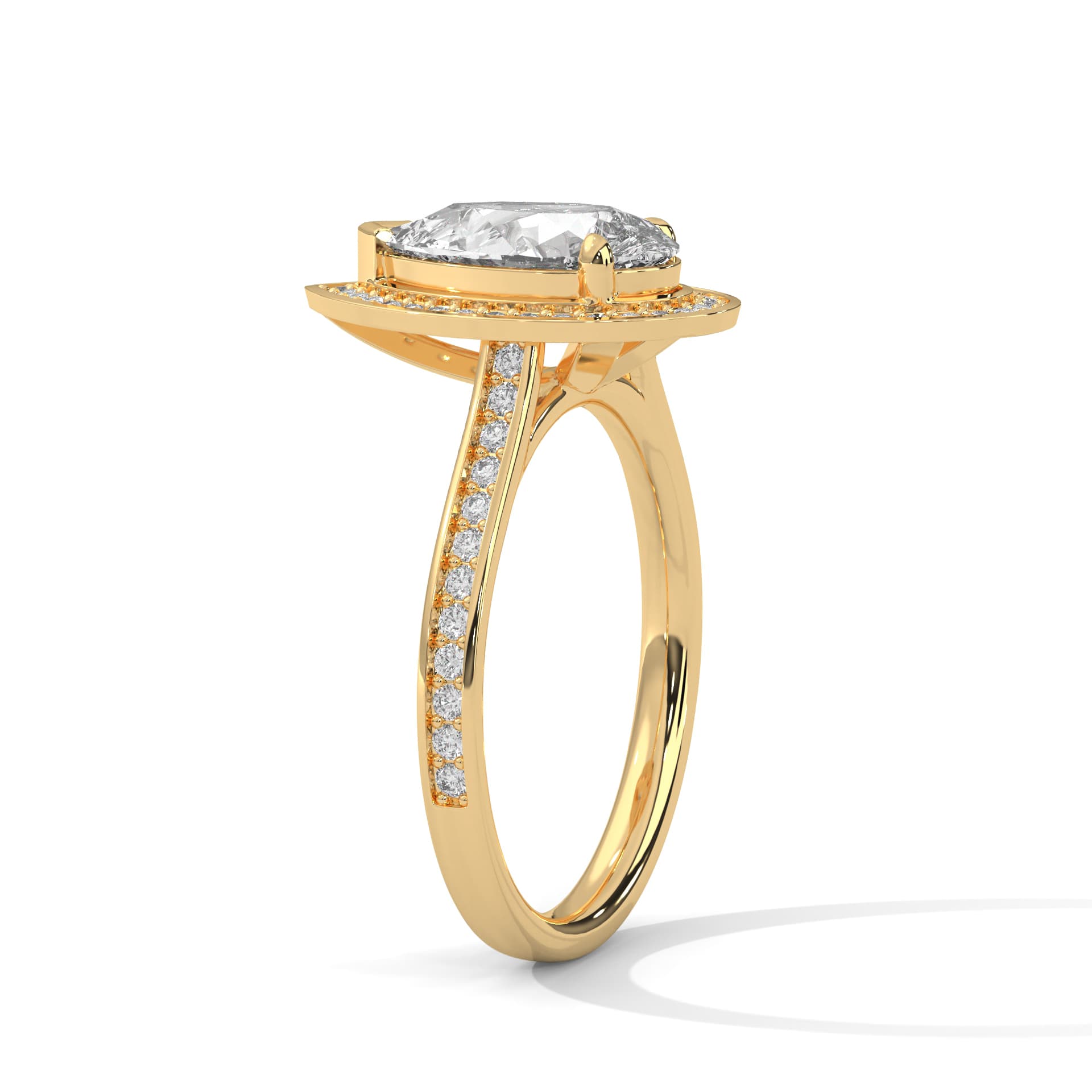 Halo Ring With Pear Diamond In White Gold thumbnail 8