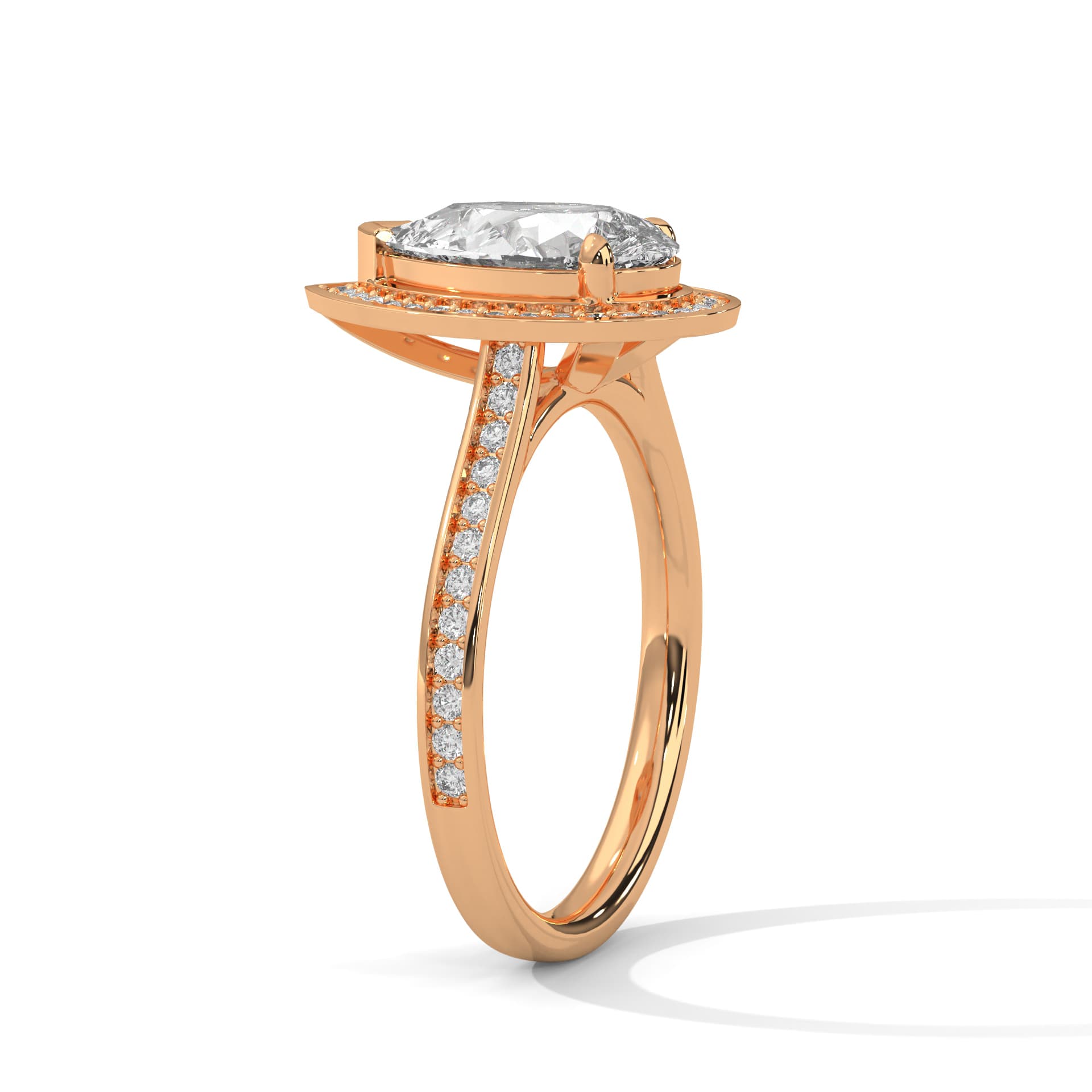 Halo Ring With Pear Diamond In White Gold thumbnail 9