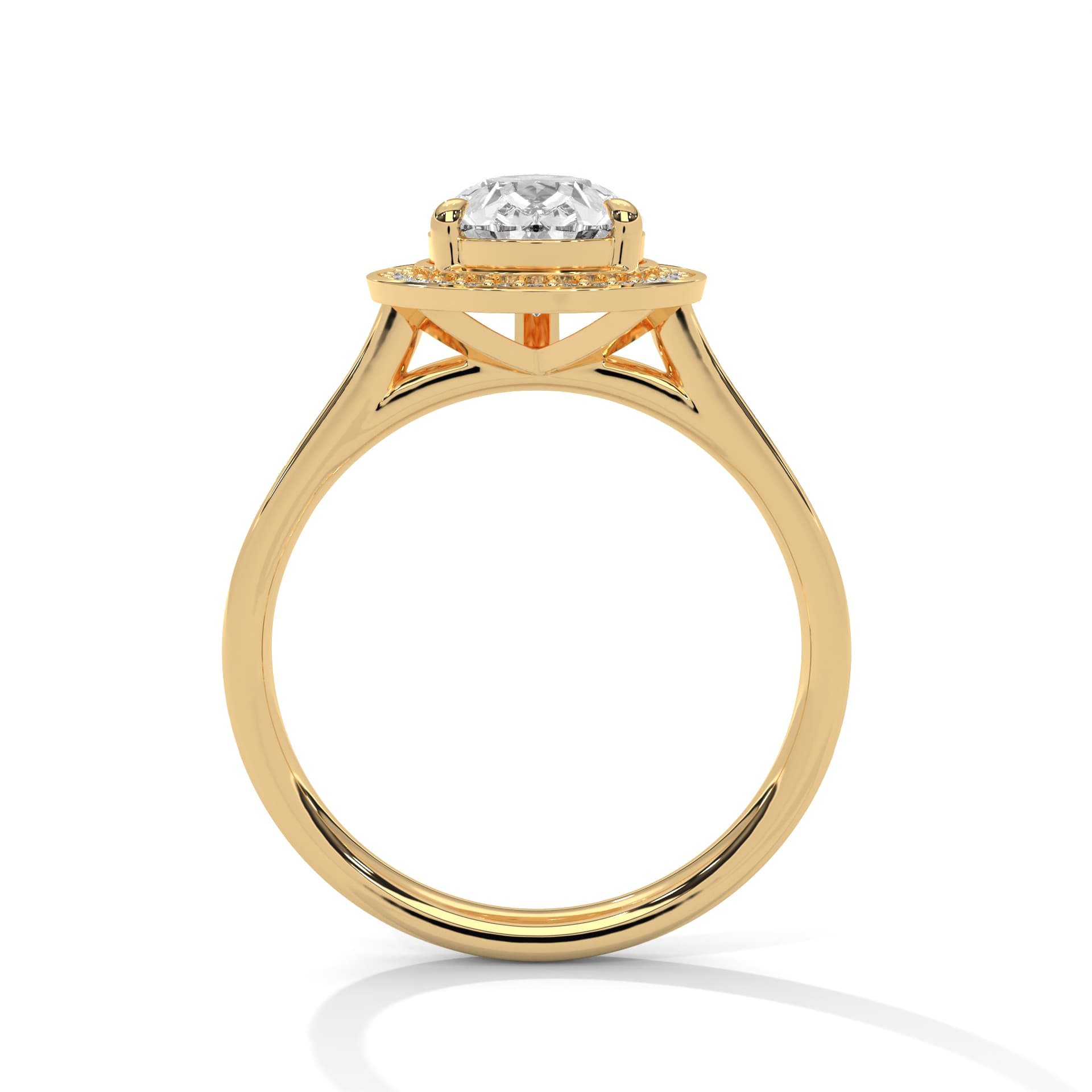 Halo Ring With Pear Diamond In White Gold thumbnail 11