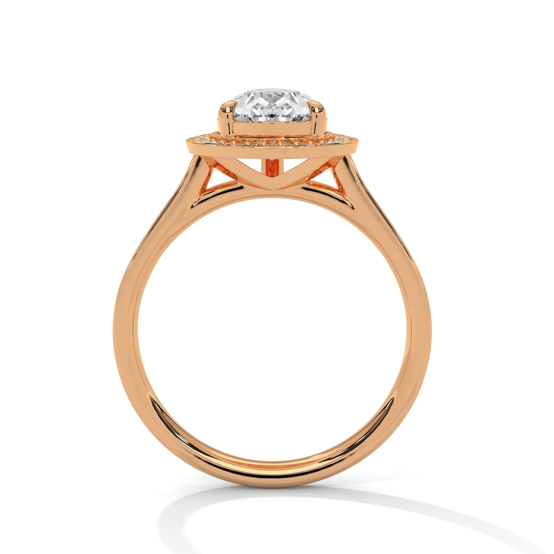 Halo Ring With Pear Diamond In White Gold thumbnail 12