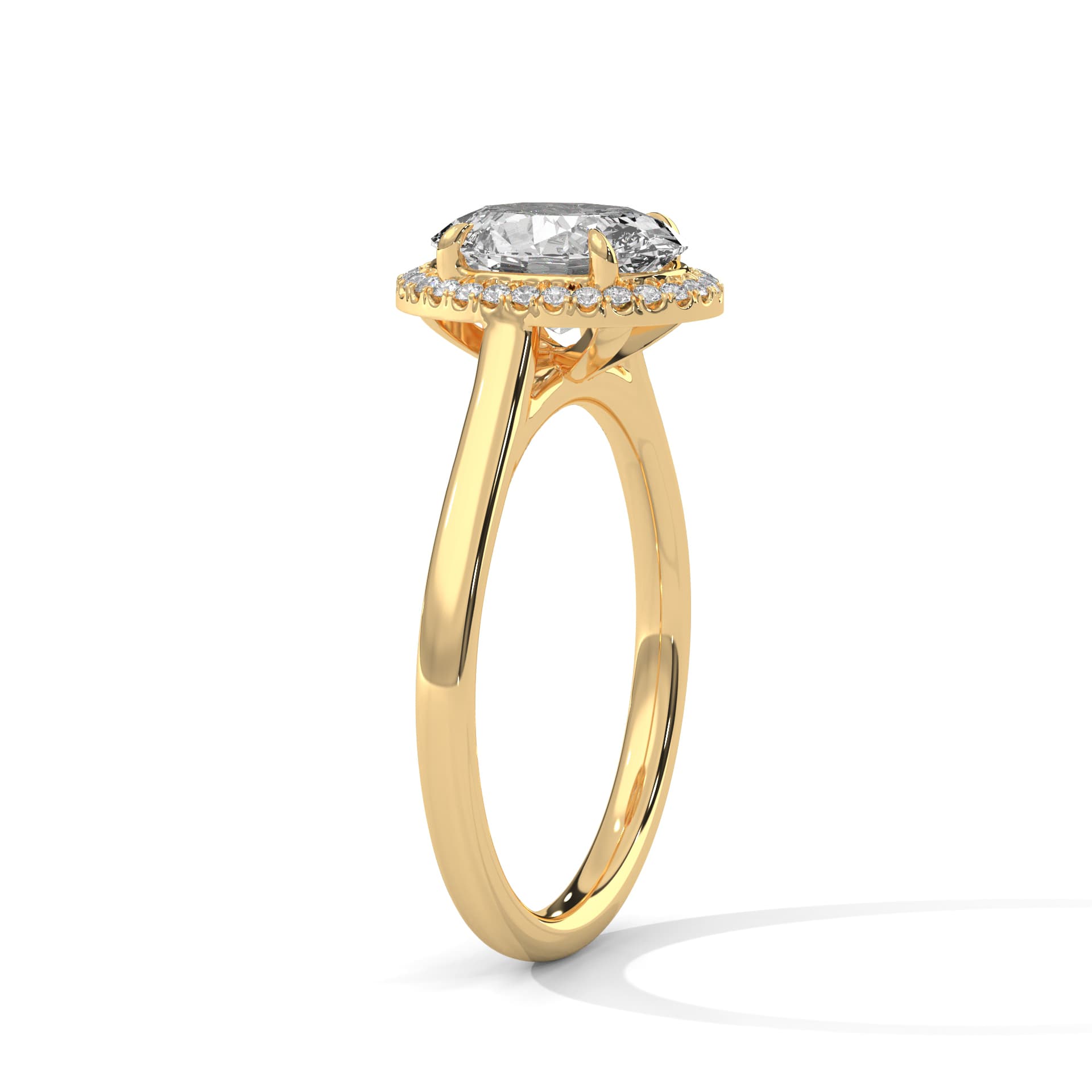 Halo Ring With Round Diamond In White Gold thumbnail 9