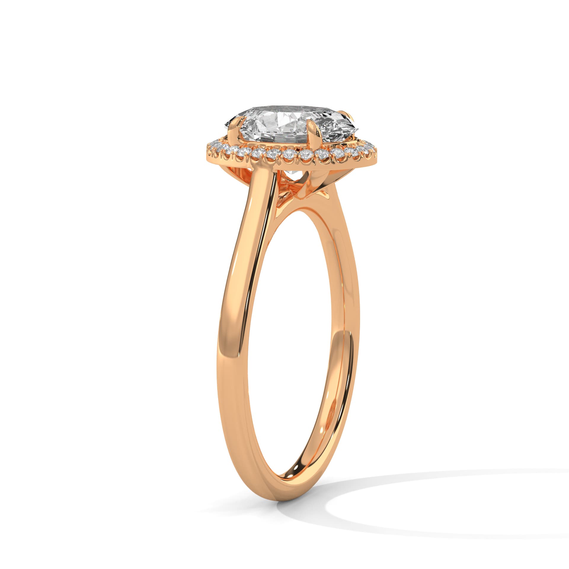 Halo Ring With Round Diamond In White Gold thumbnail 10
