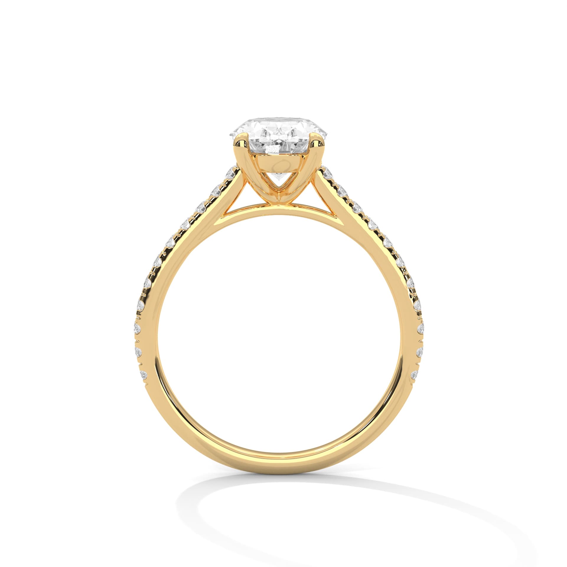Sidestone Ring With Round Diamond In White Gold thumbnail 8