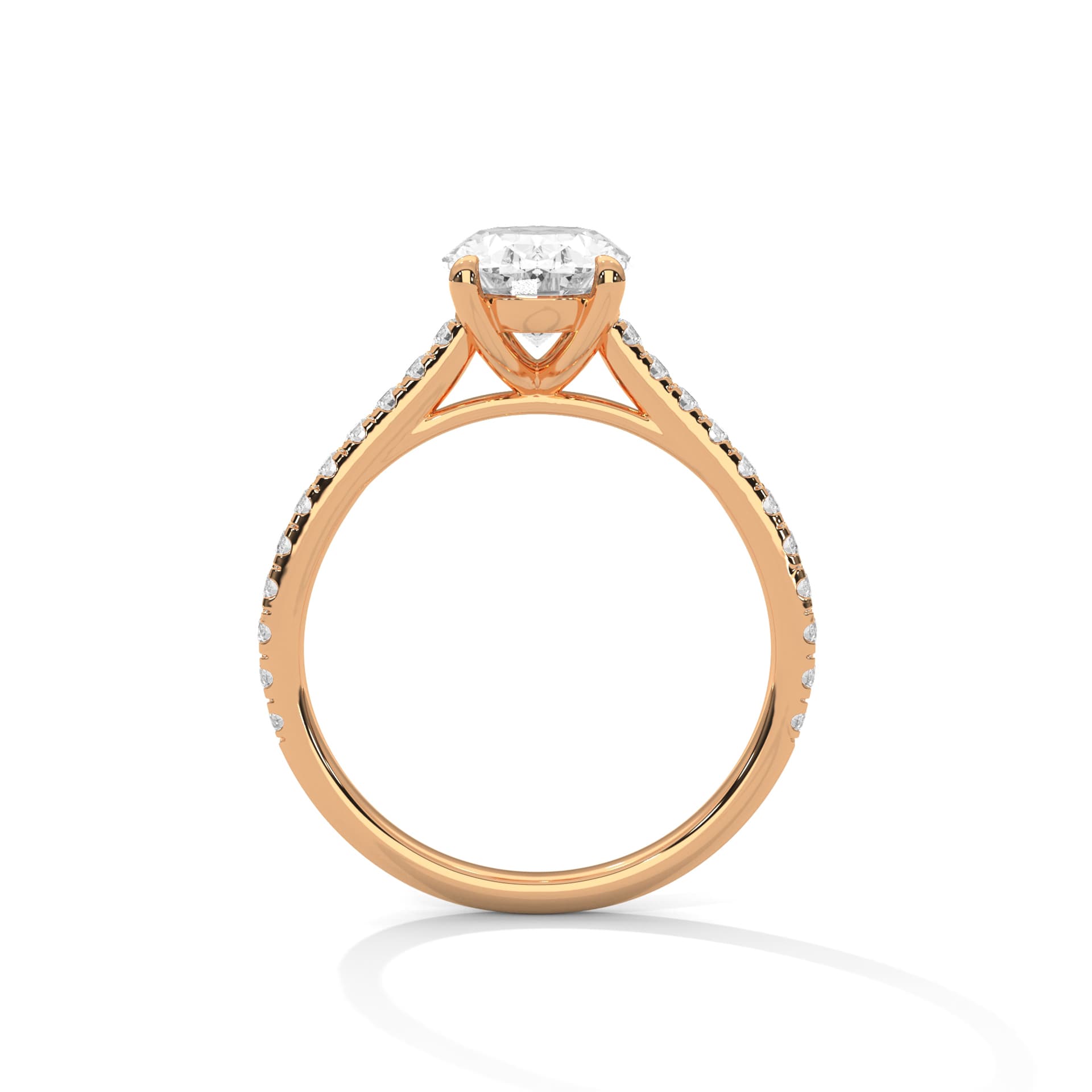 Sidestone Ring With Round Diamond In White Gold thumbnail 9