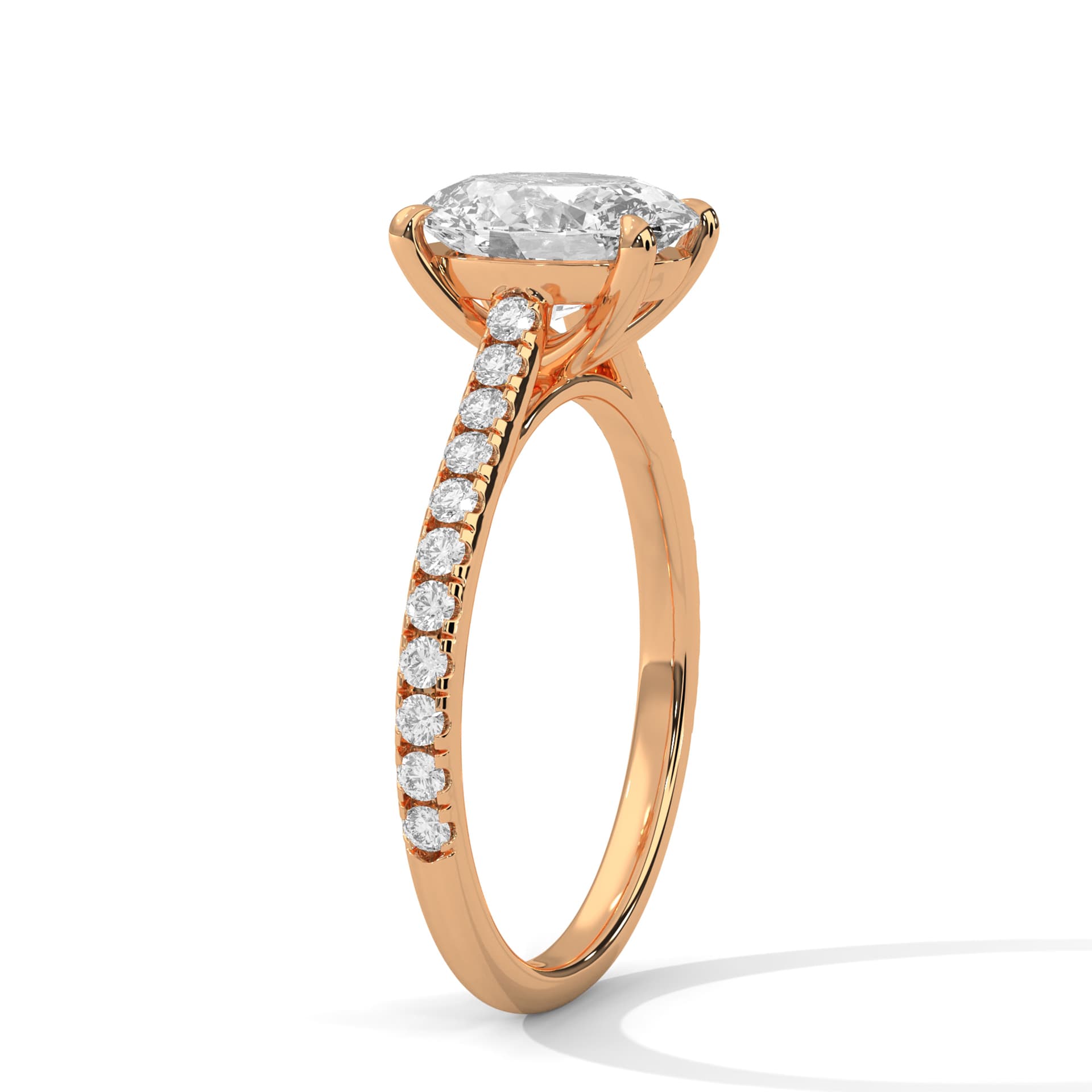 Sidestone Ring With Round Diamond In White Gold thumbnail 10