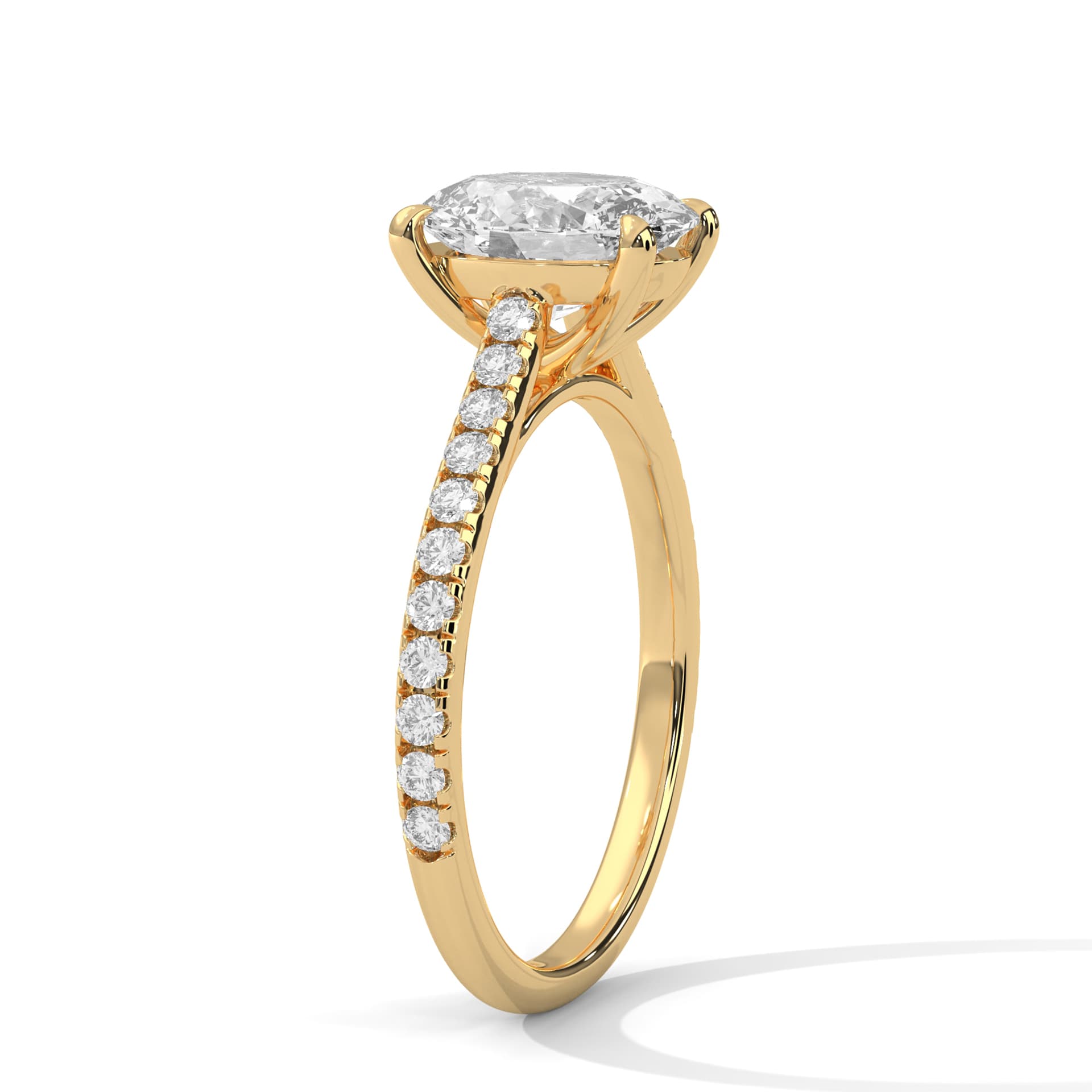 Sidestone Ring With Round Diamond In White Gold thumbnail 12