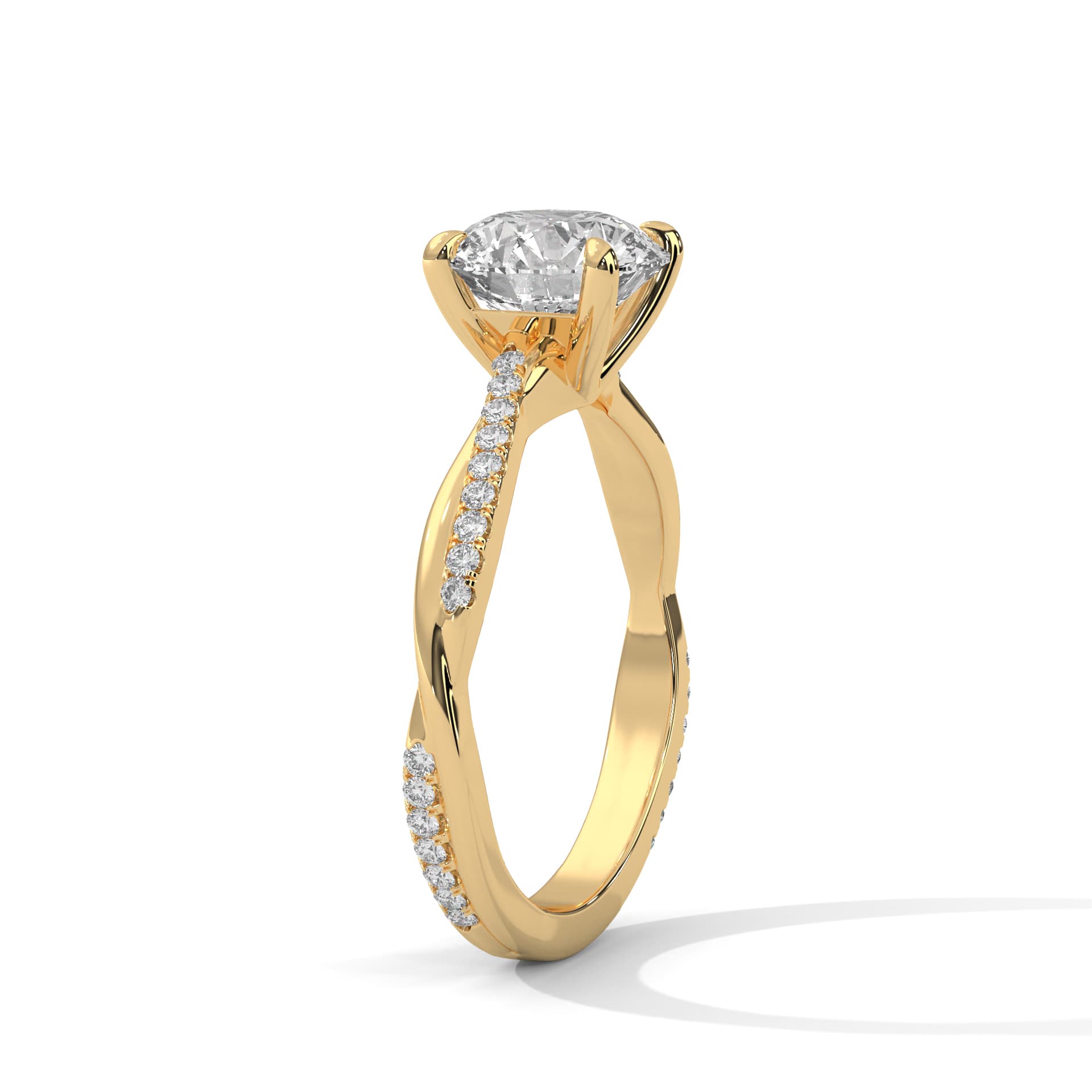 Sidestone Ring With Round Diamond In White Gold thumbnail 5