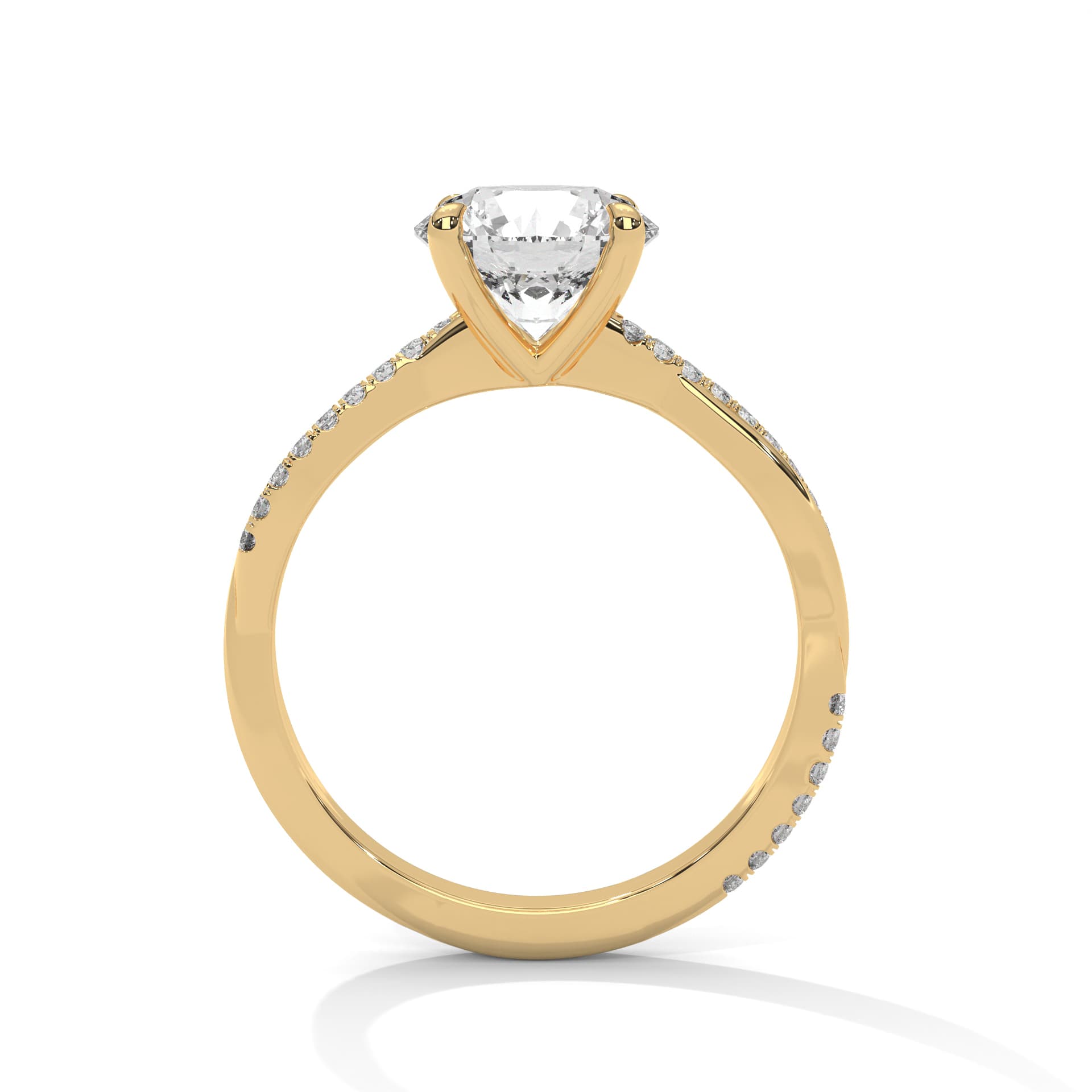 Sidestone Ring With Round Diamond In White Gold thumbnail 6