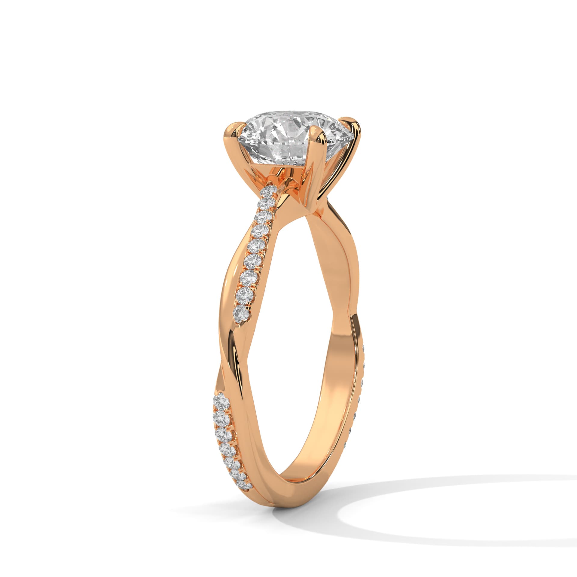 Sidestone Ring With Round Diamond In White Gold thumbnail 7