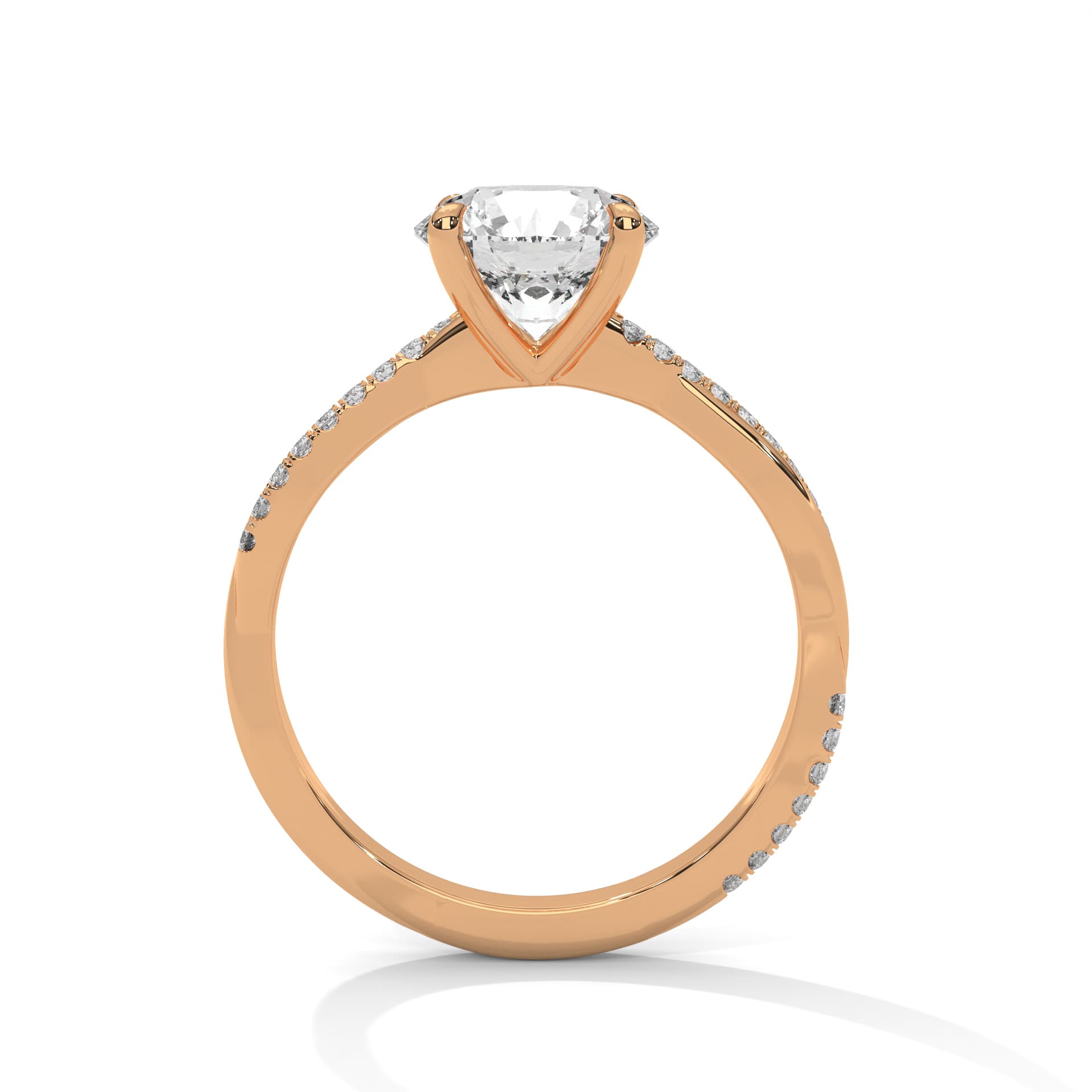 Sidestone Ring With Round Diamond In White Gold thumbnail 8
