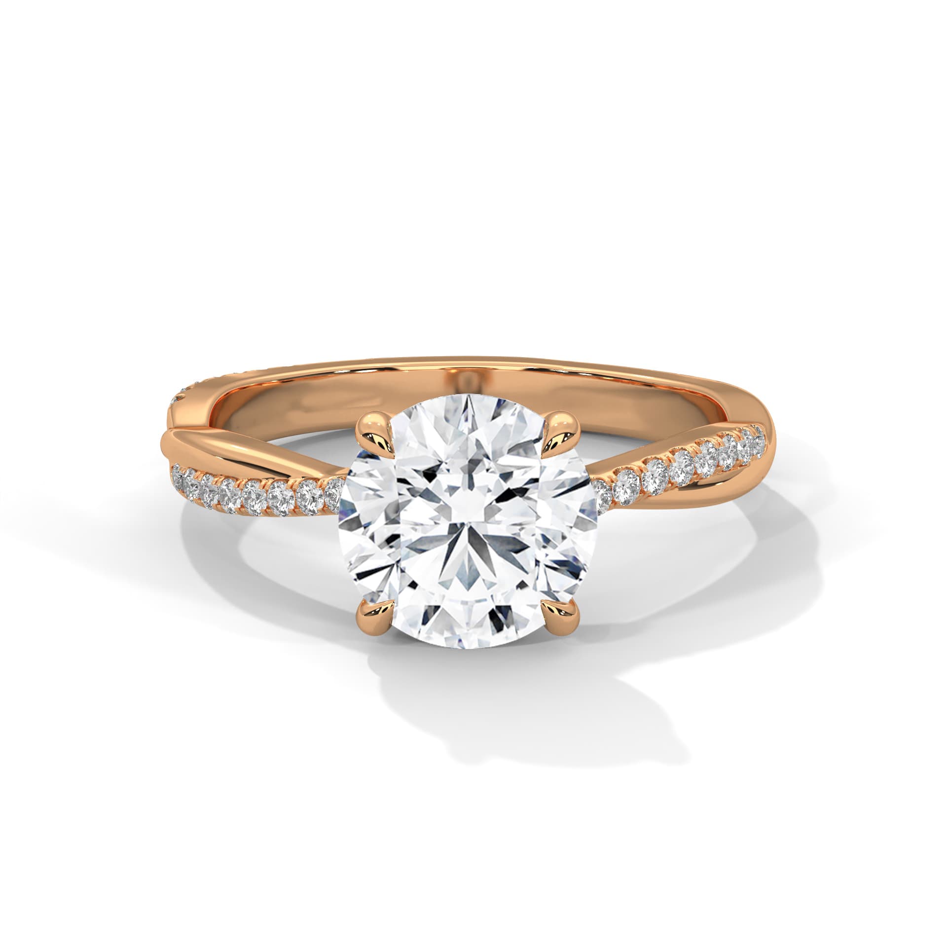 Sidestone Ring With Round Diamond In White Gold thumbnail 10