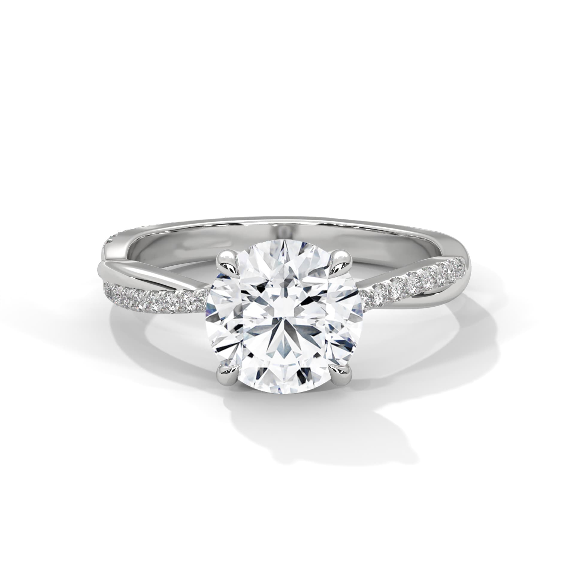 Sidestone Ring With Round Diamond In White Gold thumbnail 11