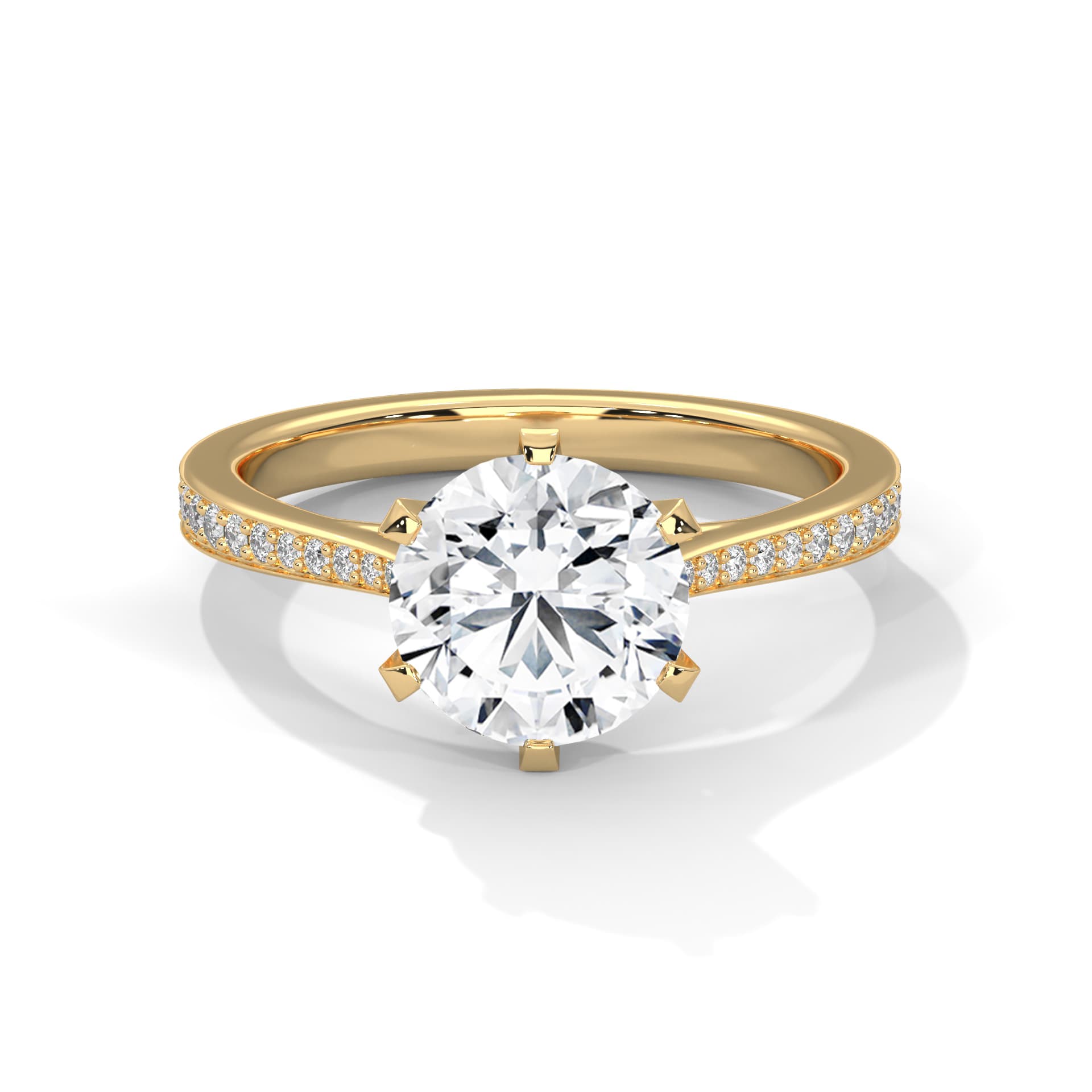 Sidestone Ring With Round Diamond In White Gold thumbnail 5