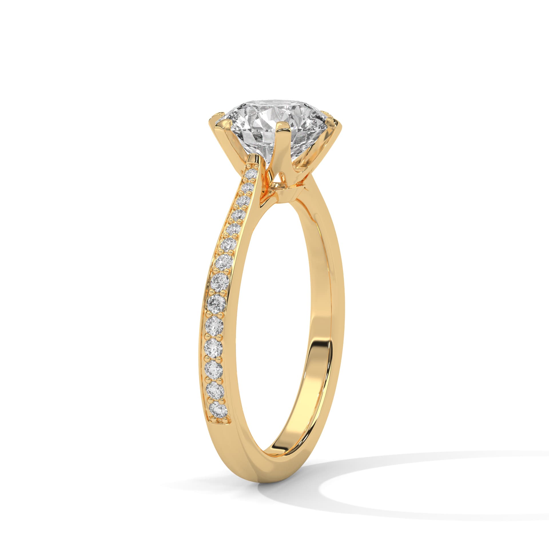 Sidestone Ring With Round Diamond In White Gold thumbnail 7