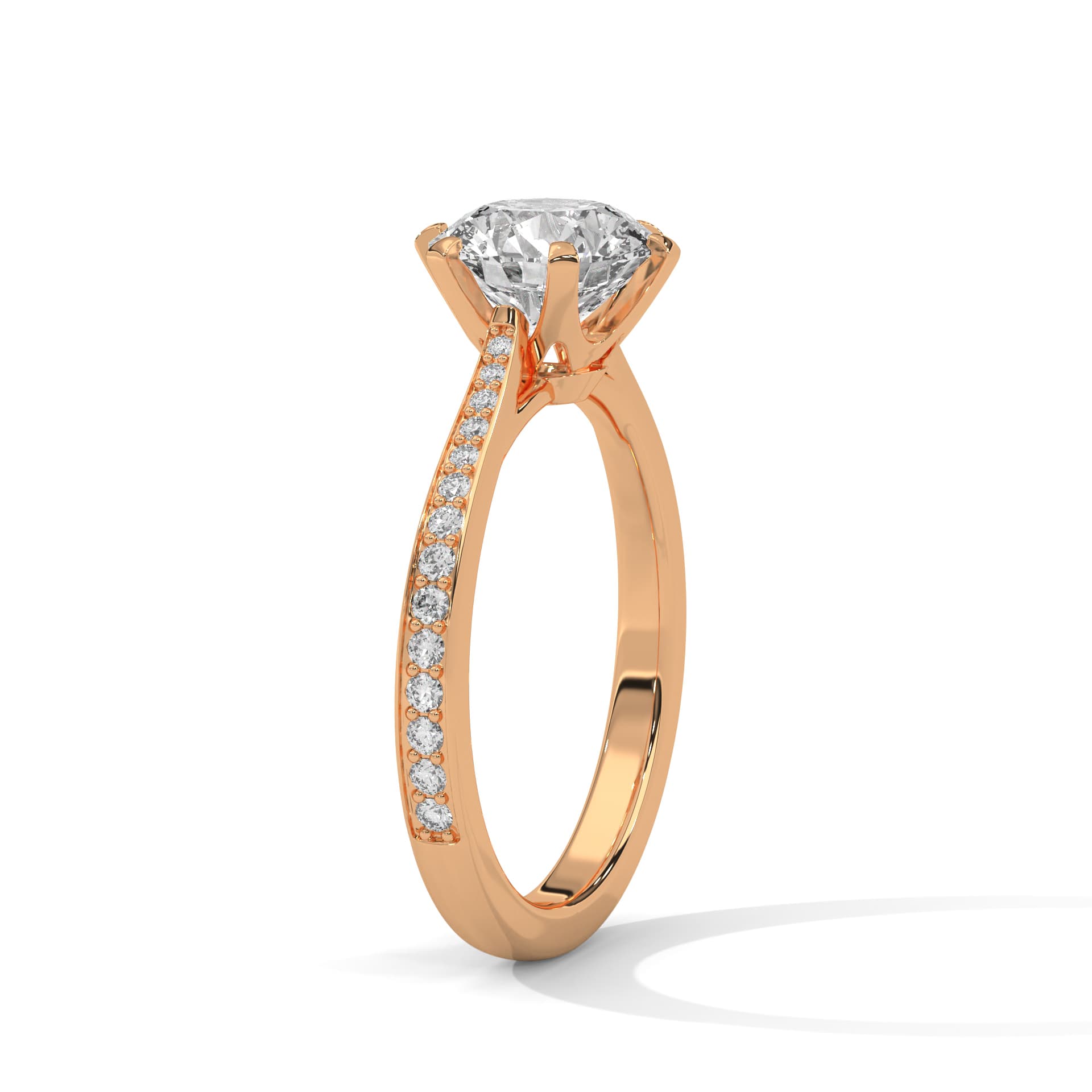 Sidestone Ring With Round Diamond In White Gold thumbnail 8