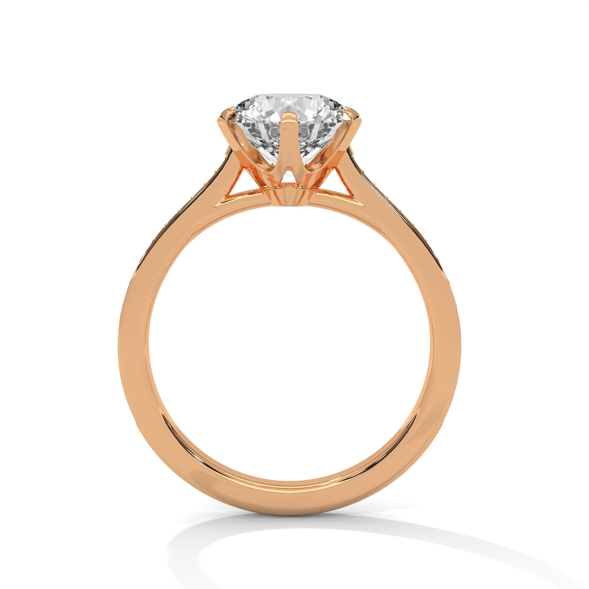 Sidestone Ring With Round Diamond In White Gold thumbnail 11