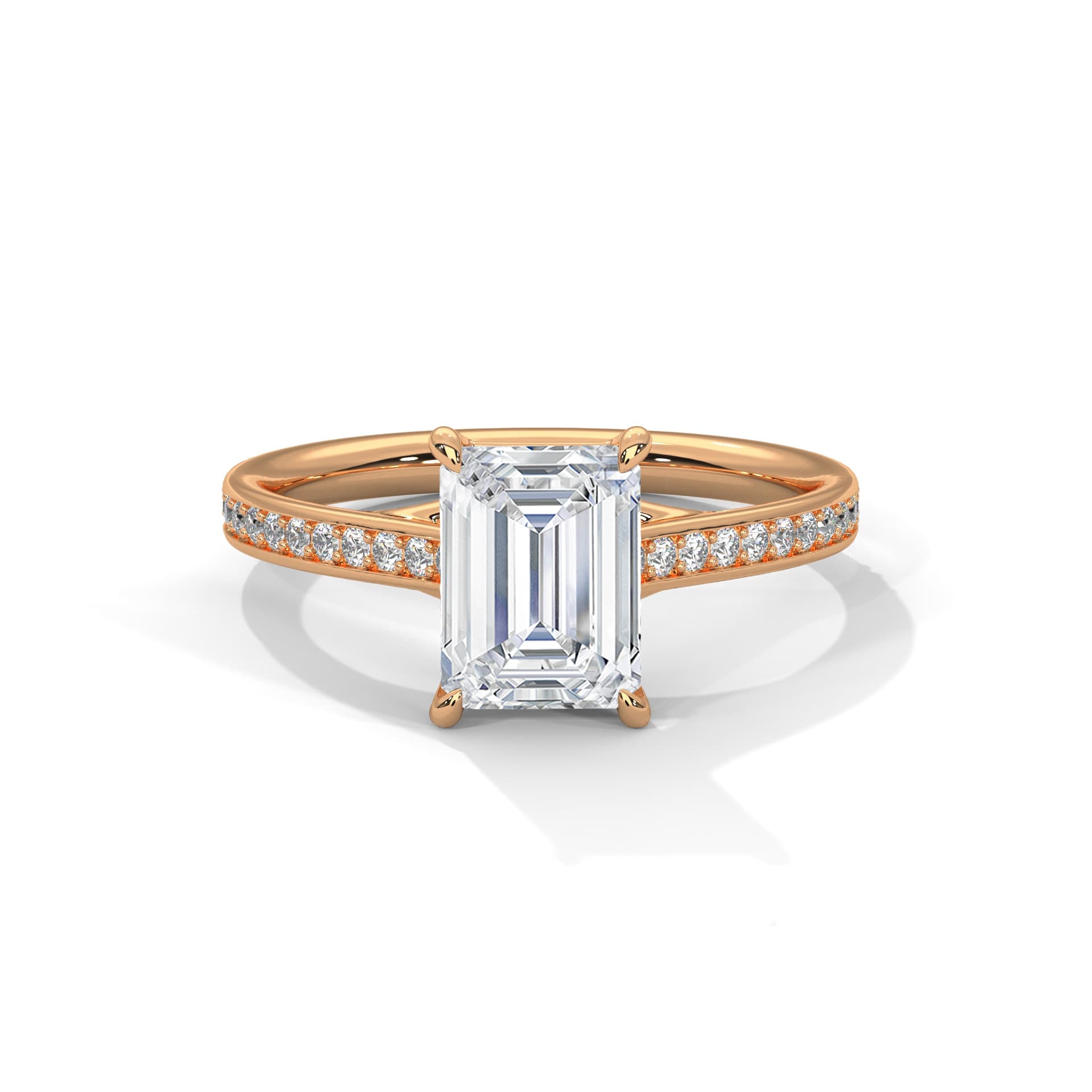 Sidestone Ring With Round Diamond In White Gold