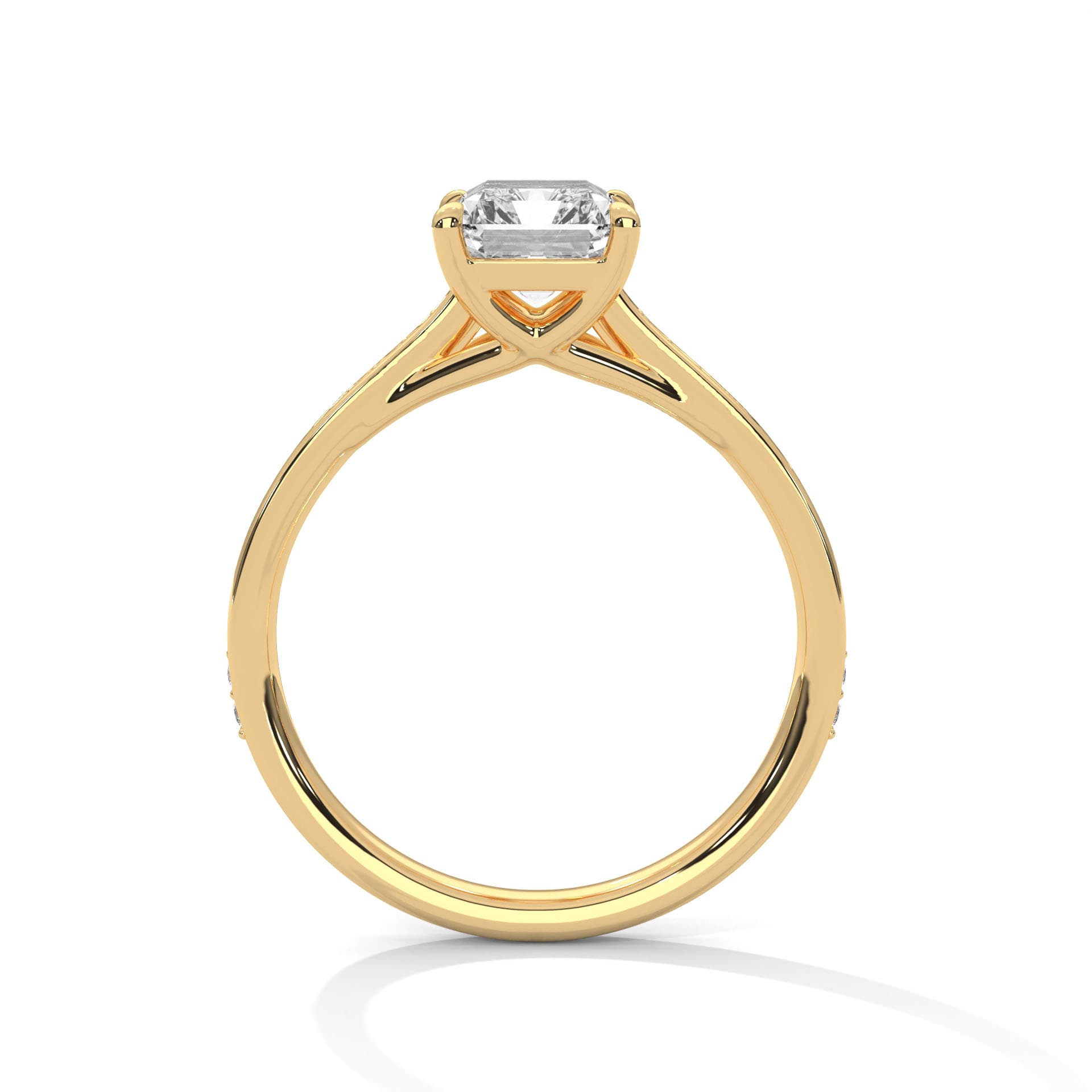 Sidestone Ring With Round Diamond In White Gold thumbnail 5