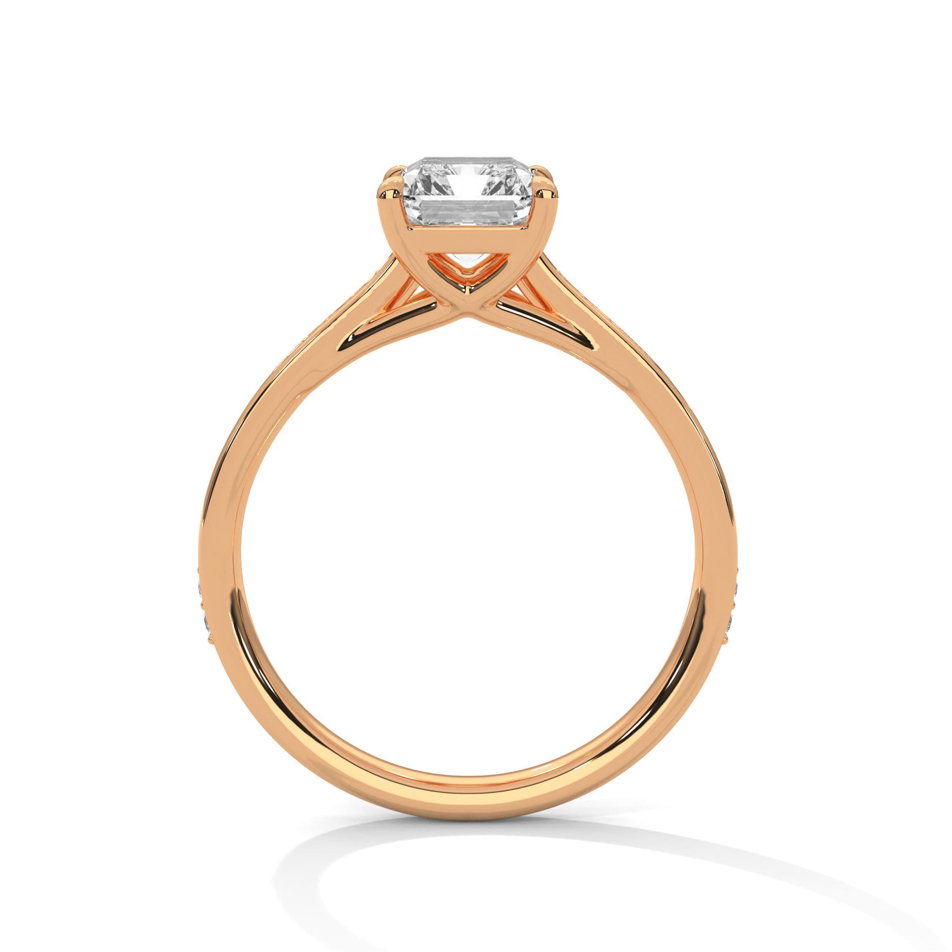 Sidestone Ring With Round Diamond In White Gold thumbnail 6