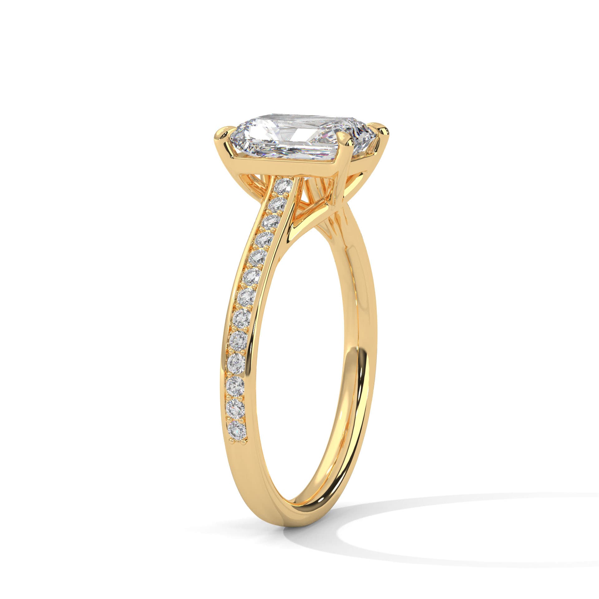 Sidestone Ring With Round Diamond In White Gold thumbnail 8