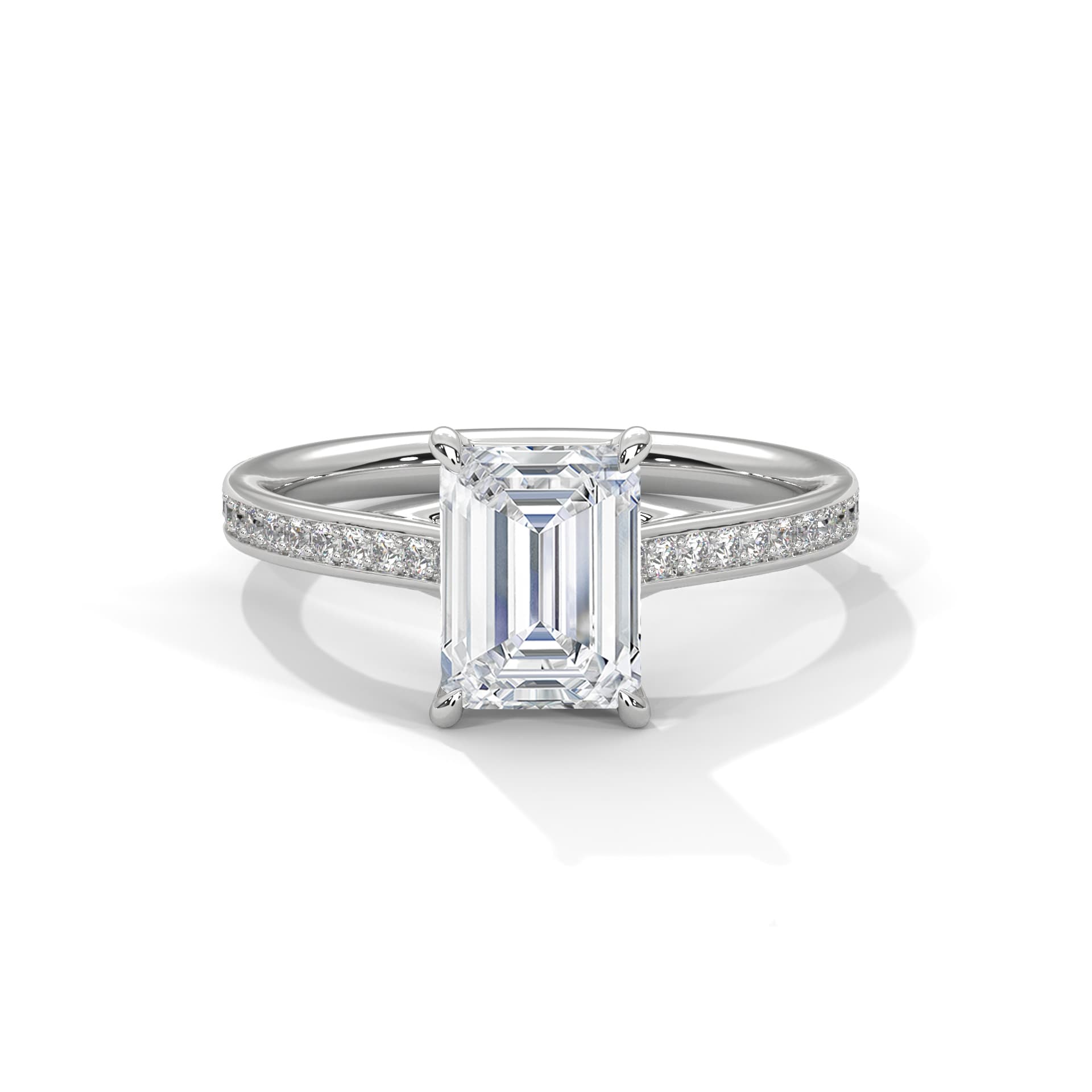 Sidestone Ring With Round Diamond In White Gold thumbnail 11