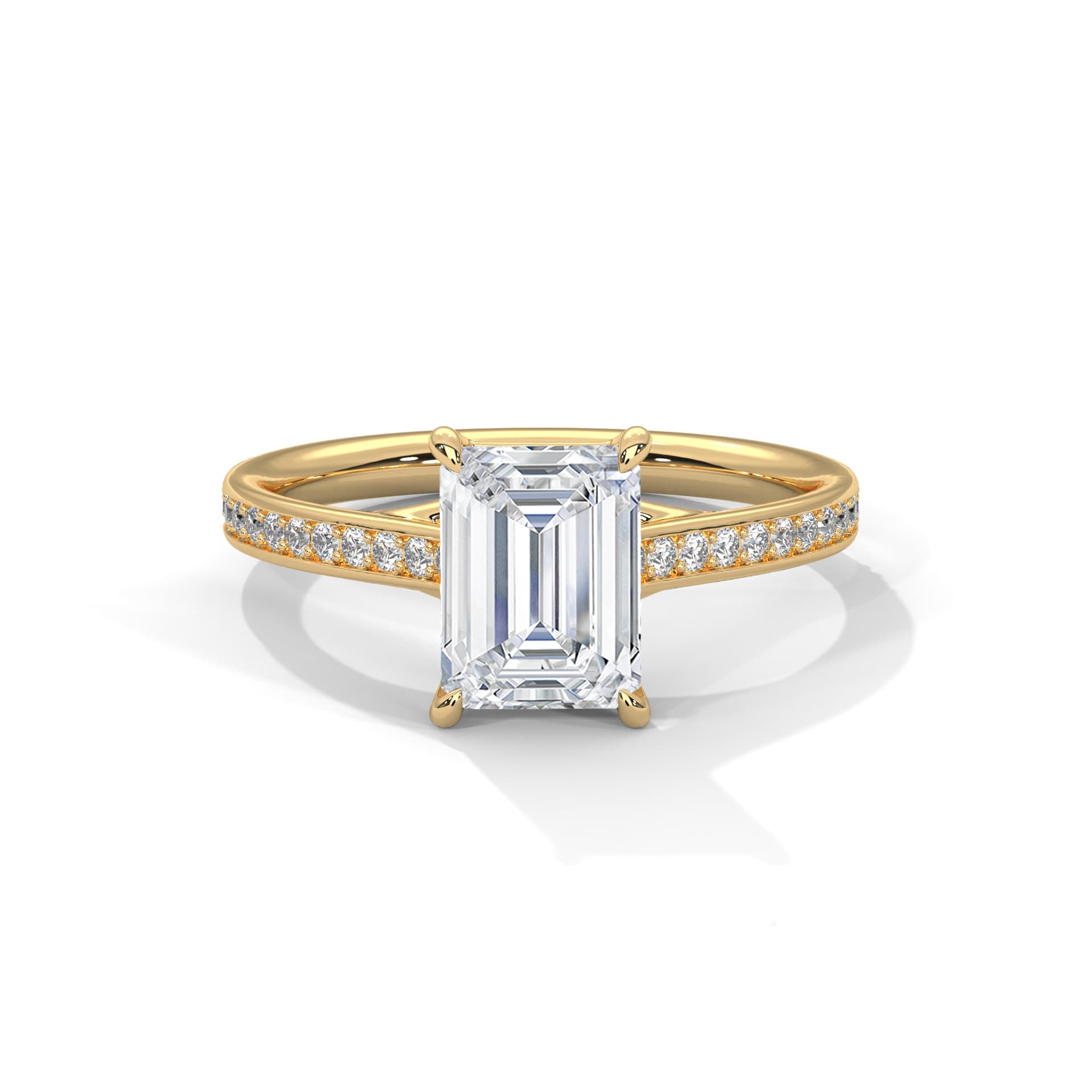 Sidestone Ring With Round Diamond In White Gold thumbnail 12