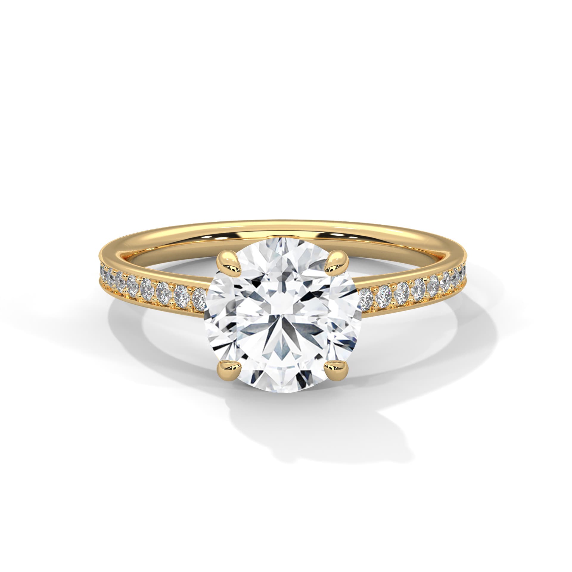 Sidestone Ring With Round Diamond In White Gold thumbnail 14