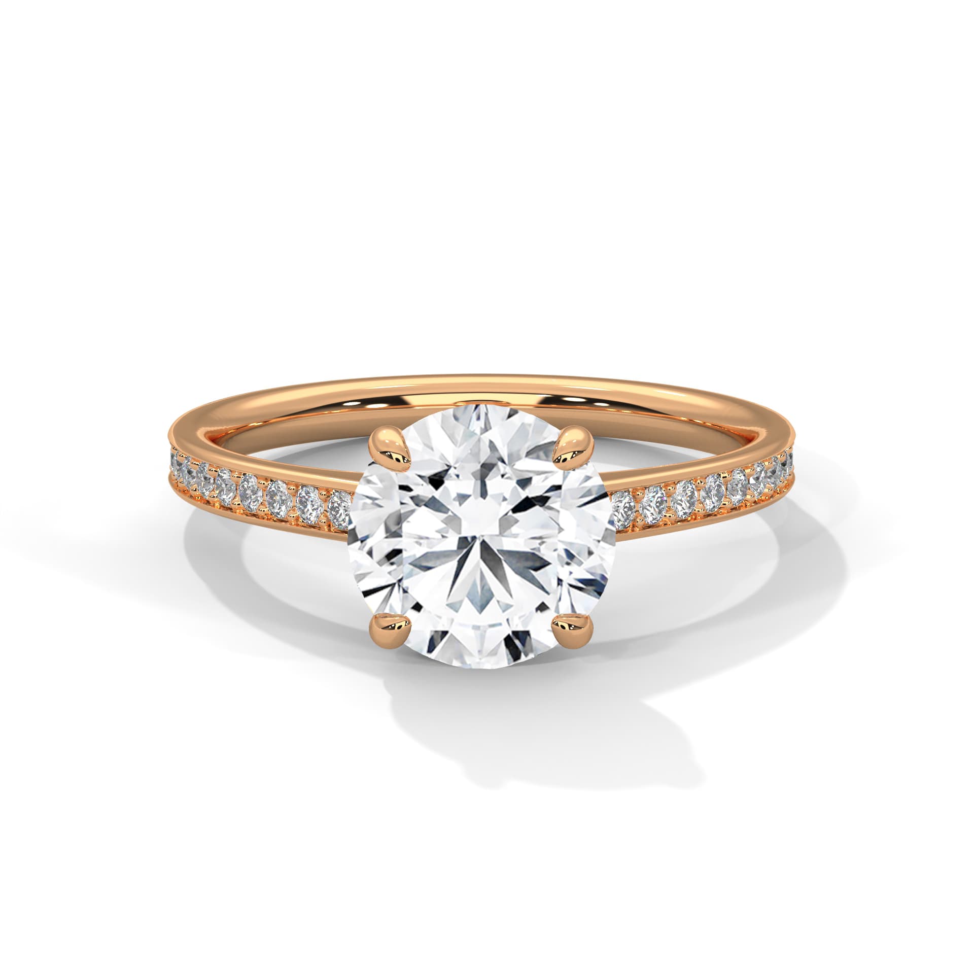 Sidestone Ring With Round Diamond In White Gold thumbnail 15