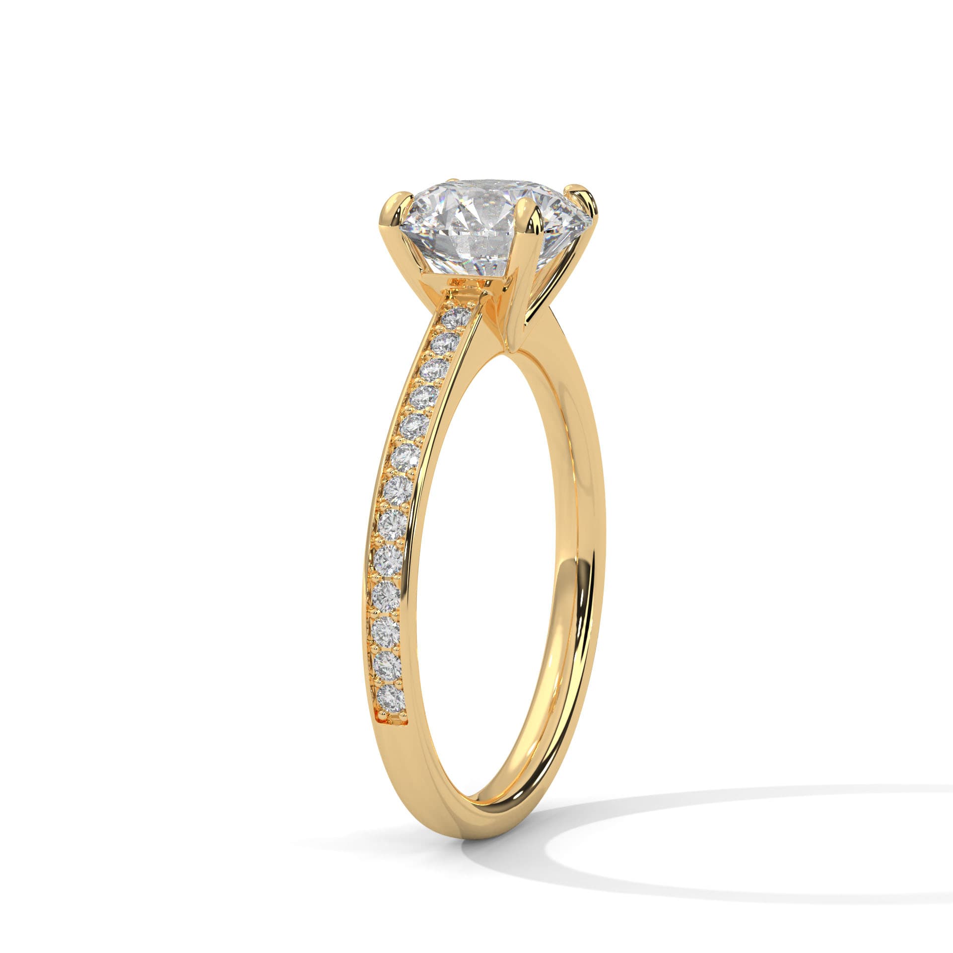 Sidestone Ring With Round Diamond In White Gold thumbnail 18