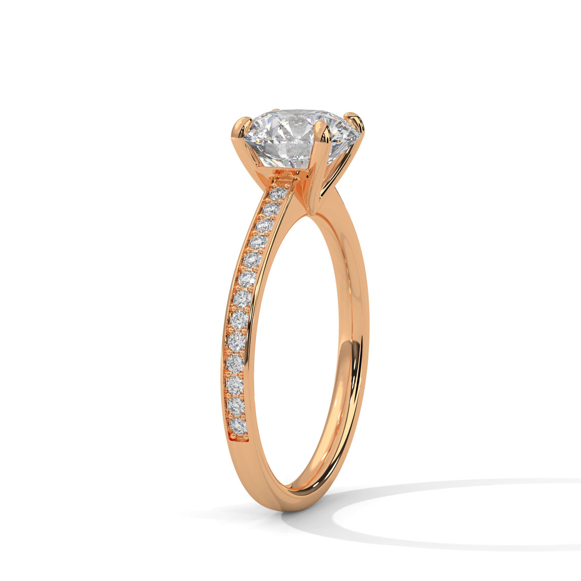 Sidestone Ring With Round Diamond In White Gold thumbnail 19