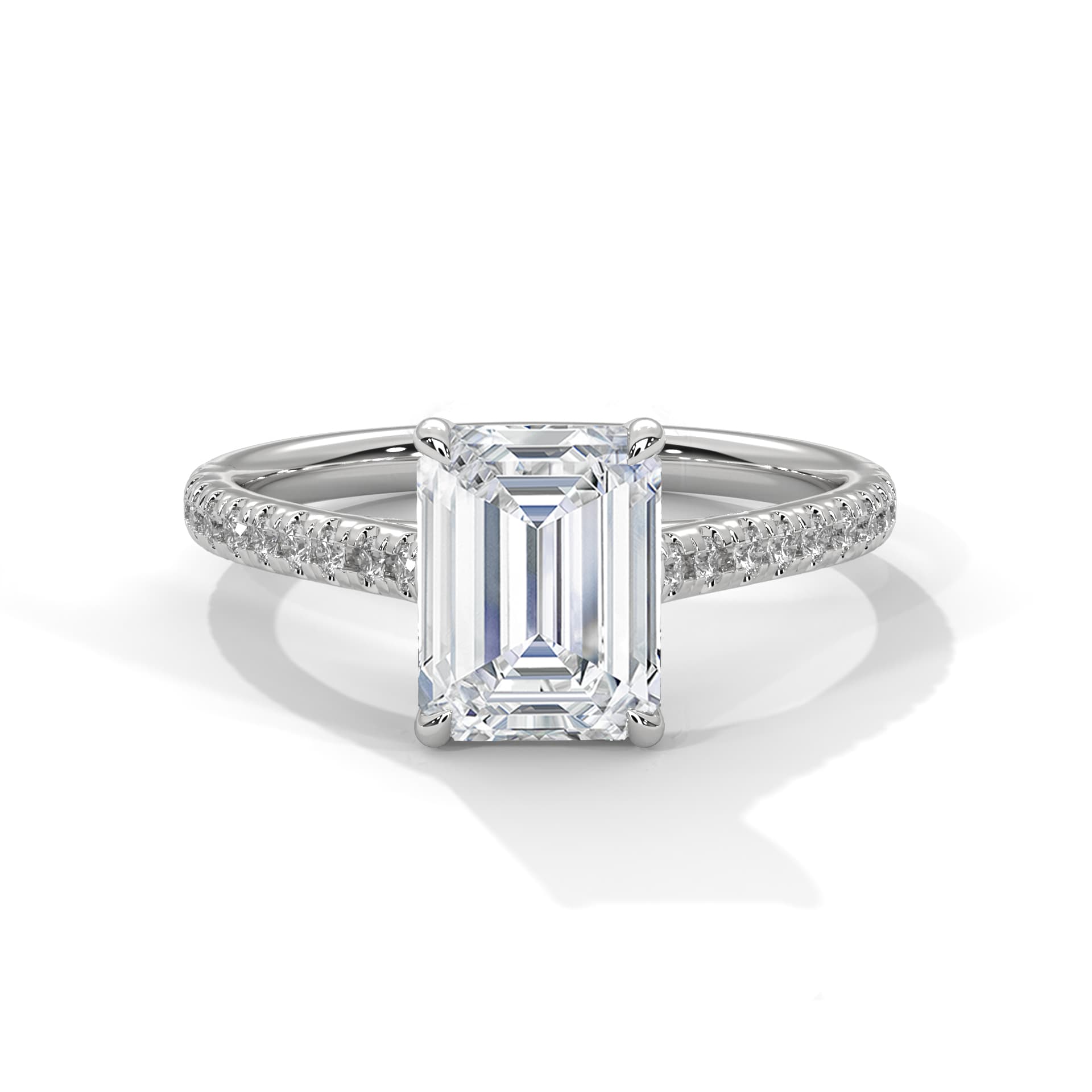 Sidestone Ring With Emerald Diamond In Yellow Gold thumbnail 5