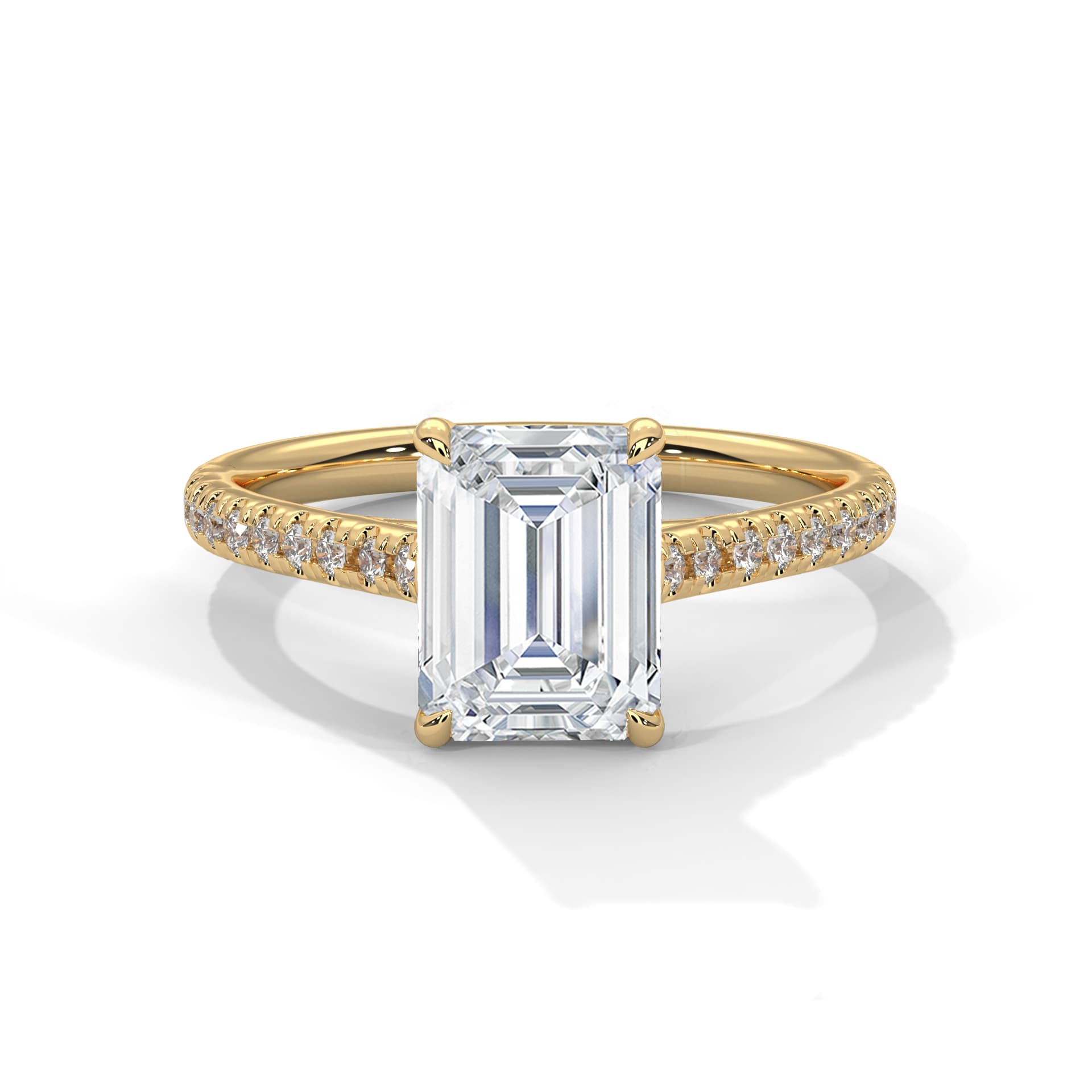 Sidestone Ring With Emerald Diamond In Yellow Gold thumbnail 6