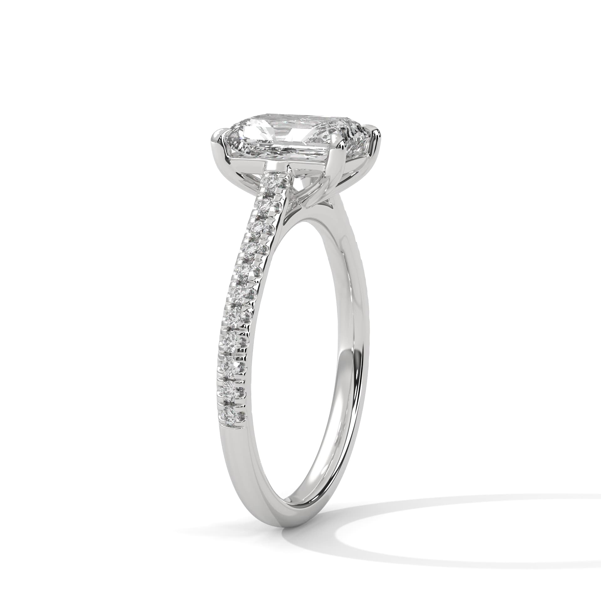 Sidestone Ring With Emerald Diamond In Yellow Gold thumbnail 9