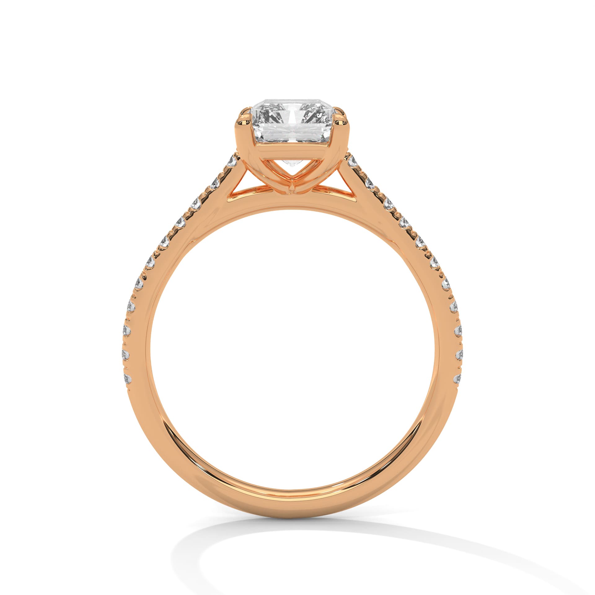 Sidestone Ring With Emerald Diamond In Yellow Gold thumbnail 10