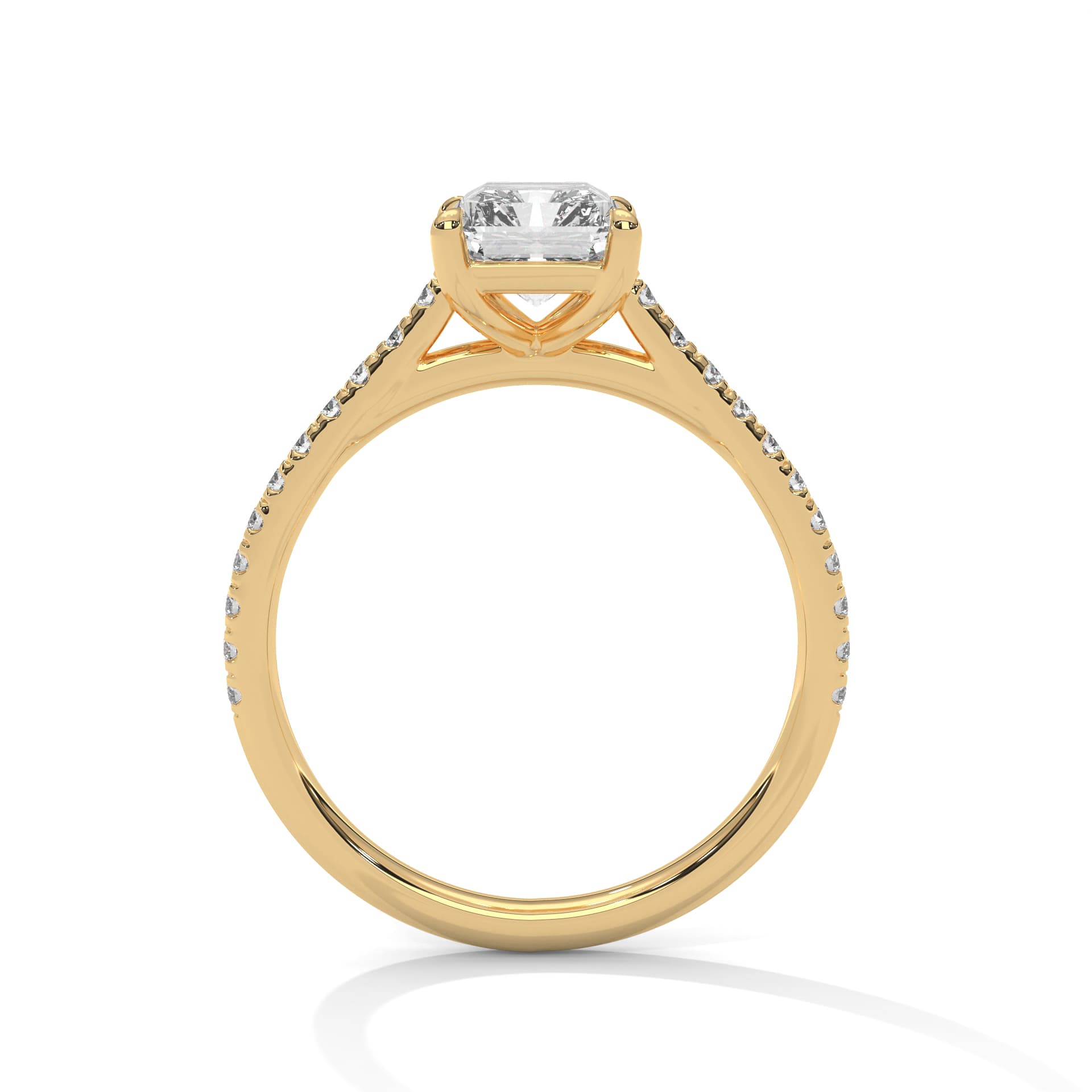 Sidestone Ring With Emerald Diamond In Yellow Gold thumbnail 11