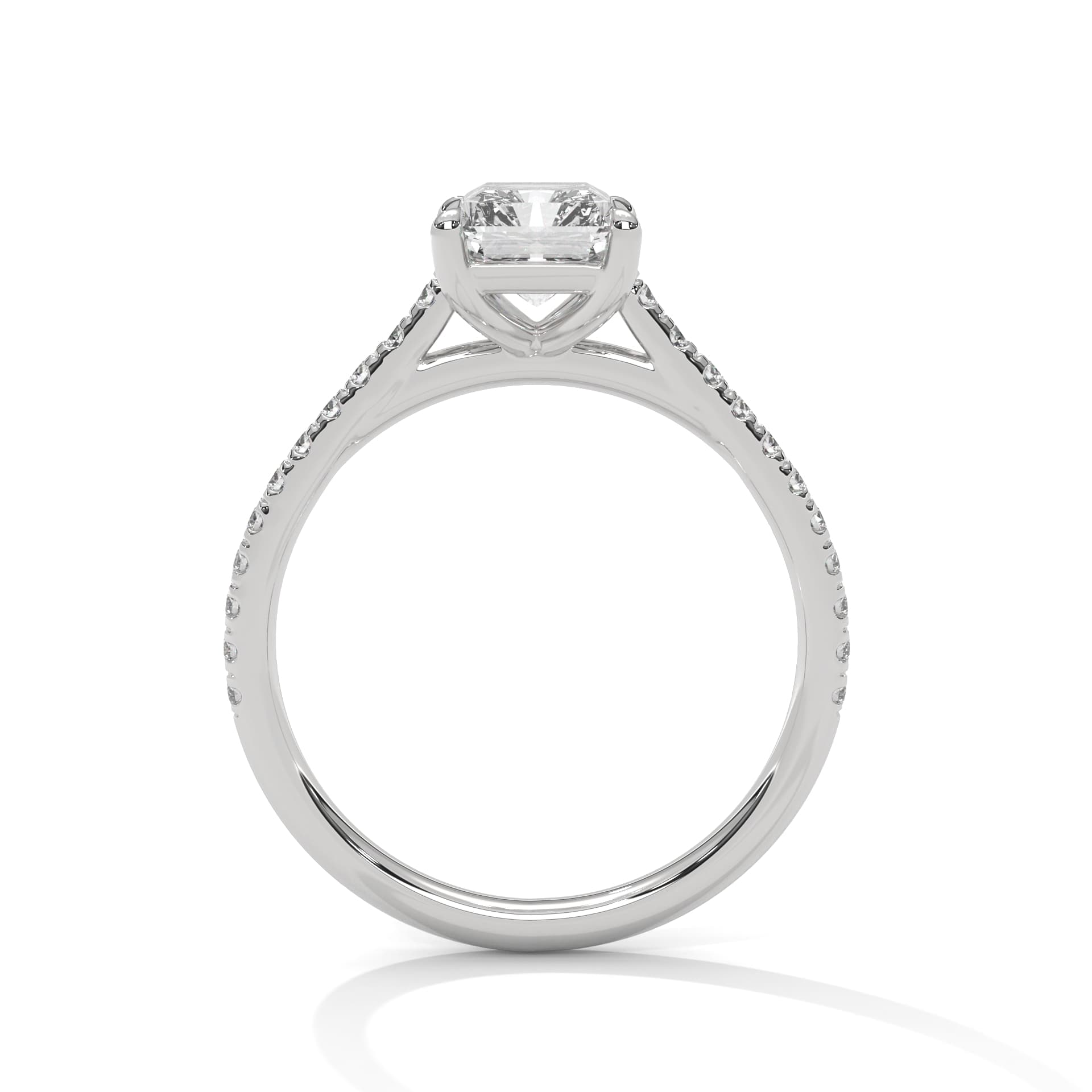 Sidestone Ring With Emerald Diamond In Yellow Gold thumbnail 12