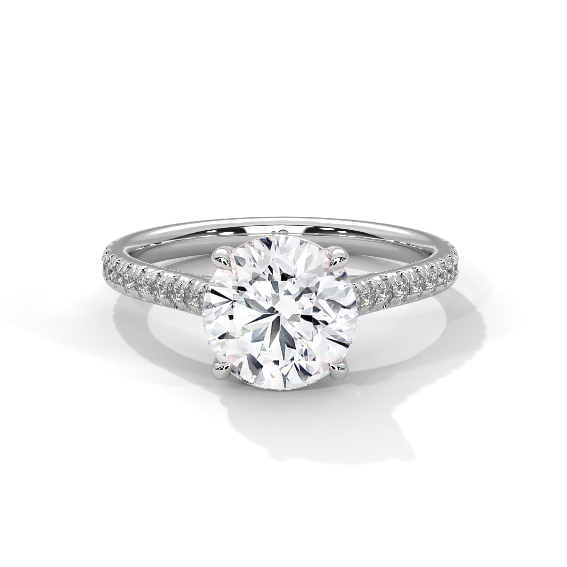 Sidestone Ring With Round Diamond In Yellow Gold thumbnail 6