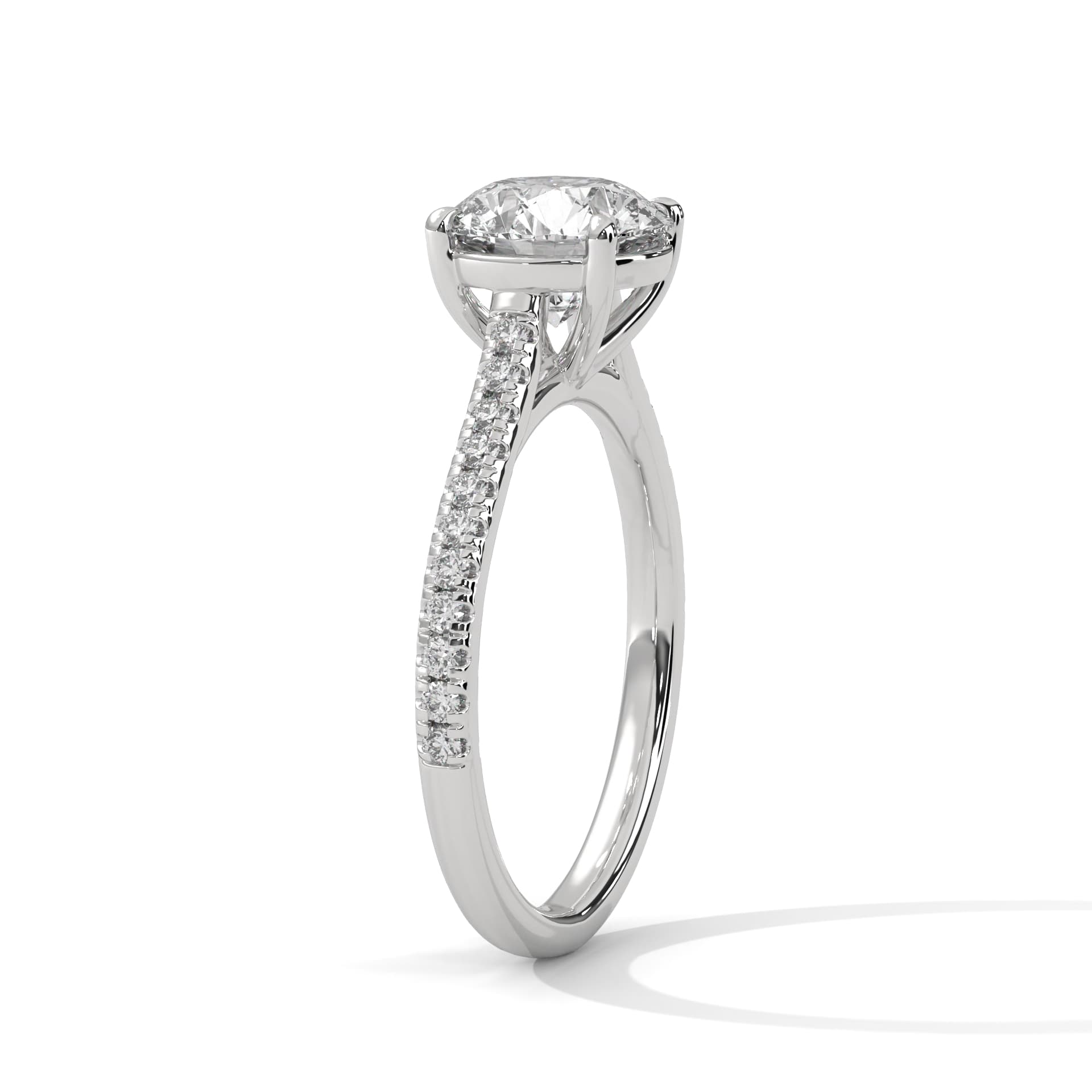 Sidestone Ring With Round Diamond In Yellow Gold thumbnail 9