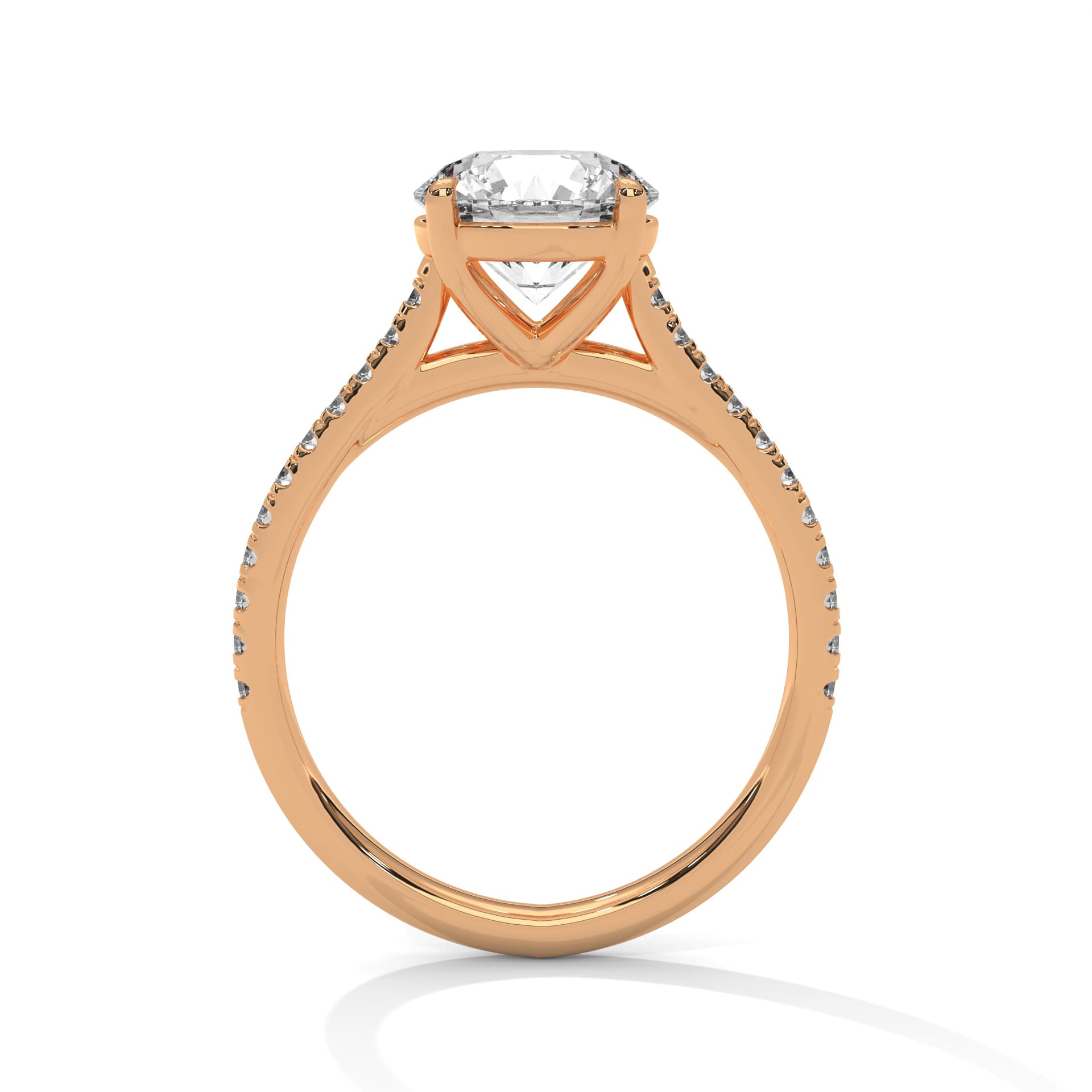 Sidestone Ring With Round Diamond In Yellow Gold thumbnail 10