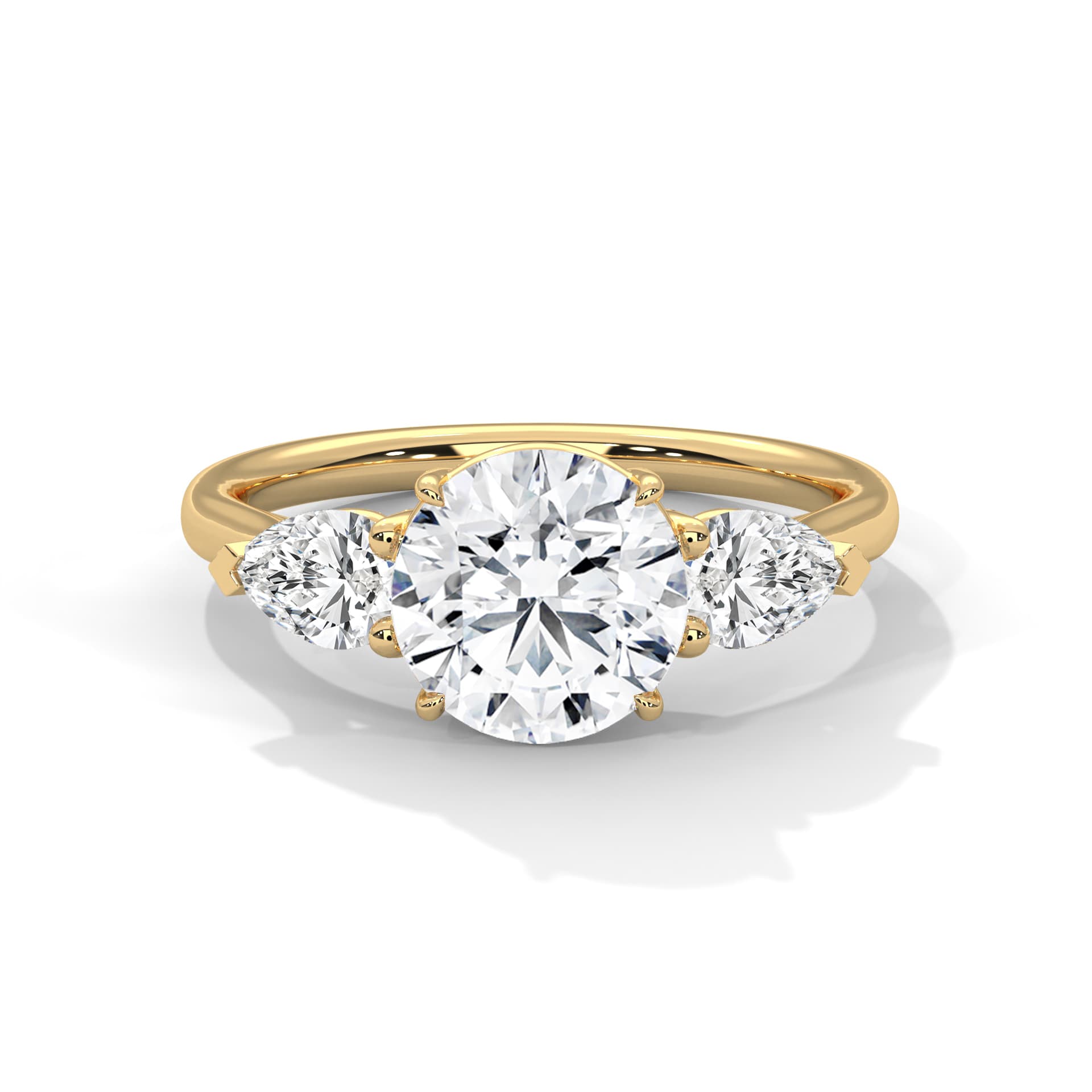 ThreeStone Ring With Round Diamond In White Gold