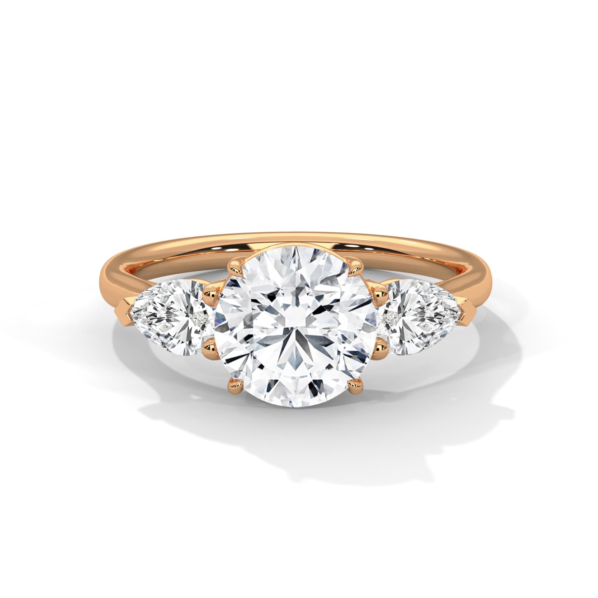 ThreeStone Ring With Round Diamond In White Gold thumbnail 6