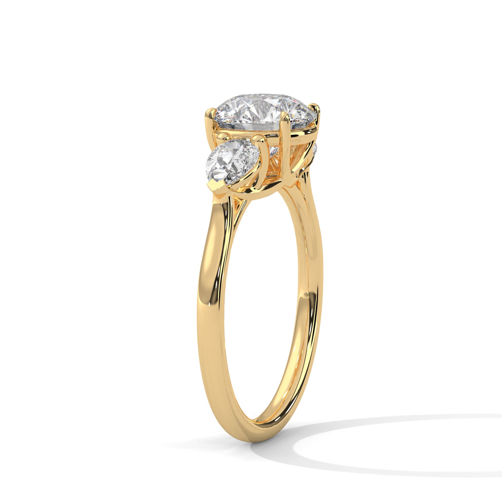 ThreeStone Ring With Round Diamond In White Gold thumbnail 8
