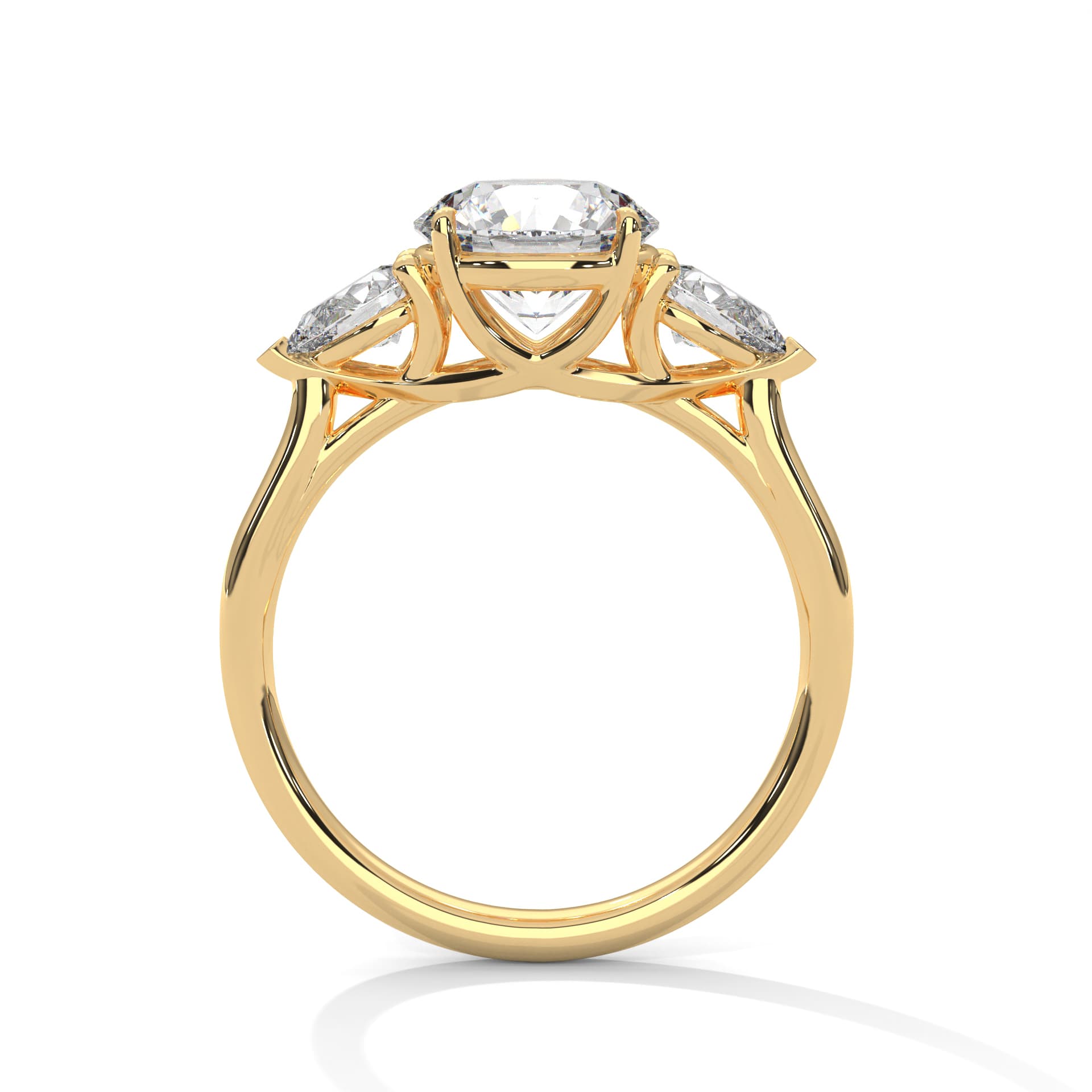 ThreeStone Ring With Round Diamond In White Gold thumbnail 10