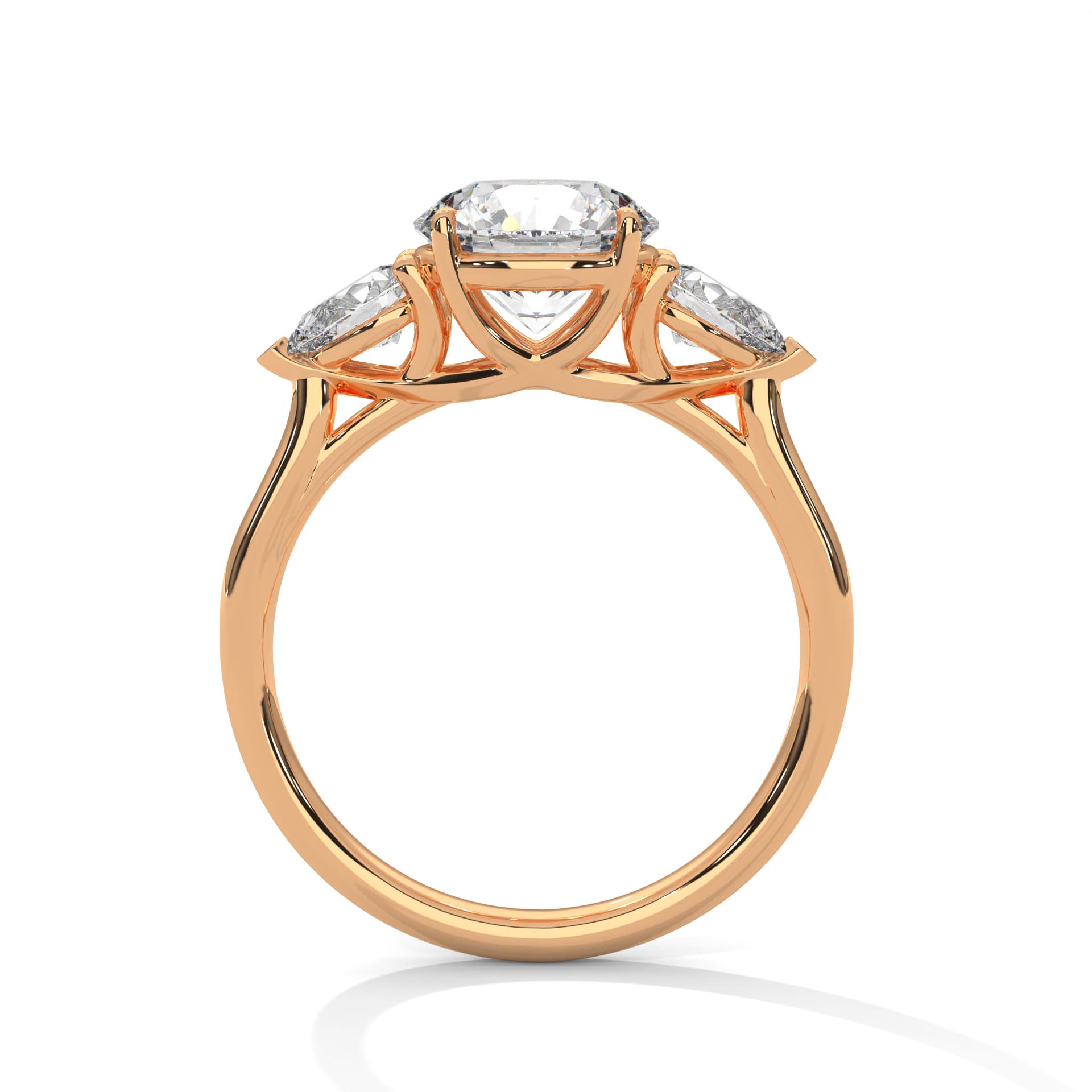 ThreeStone Ring With Round Diamond In White Gold thumbnail 11