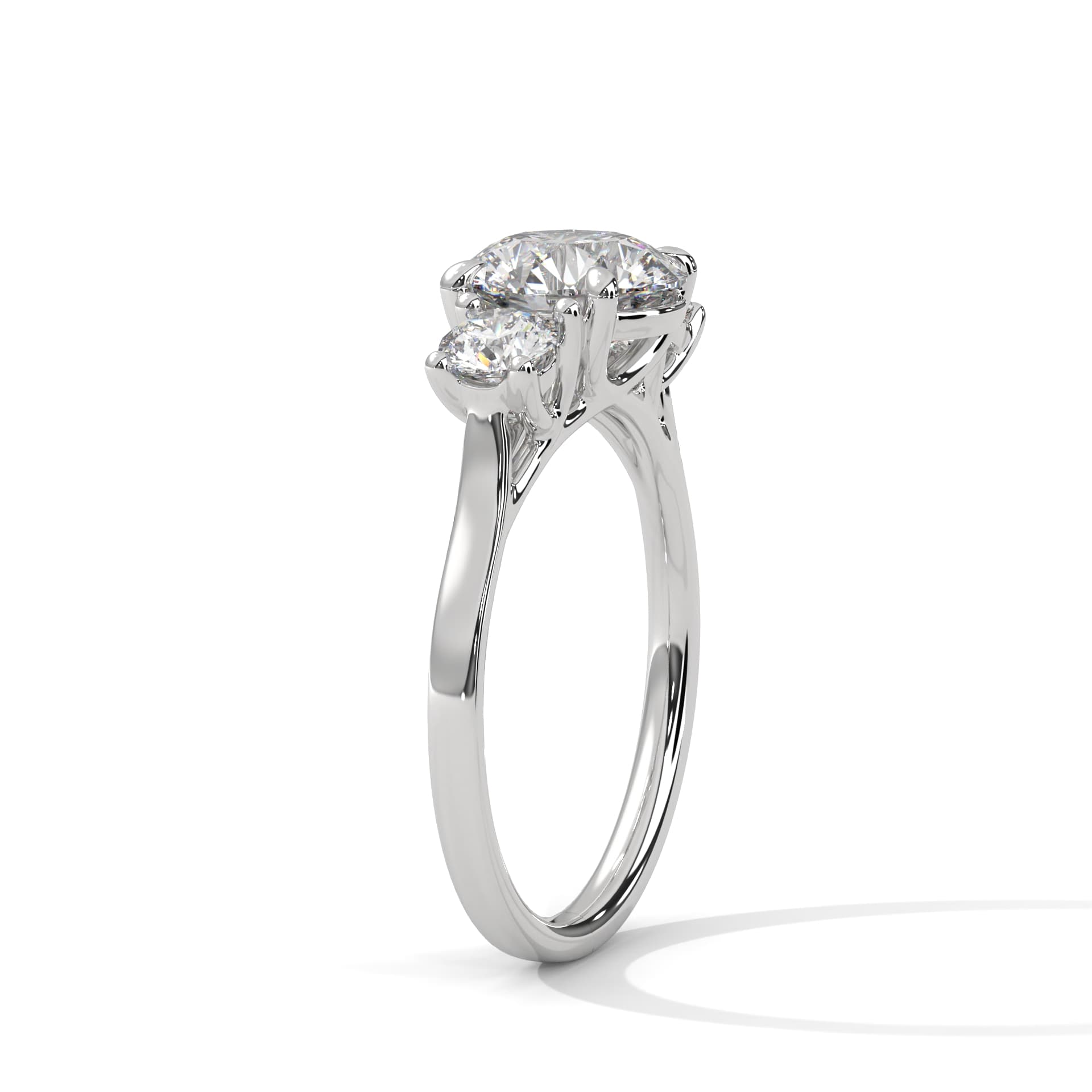 ThreeStone Ring With Round Diamond In Yellow Gold thumbnail 7