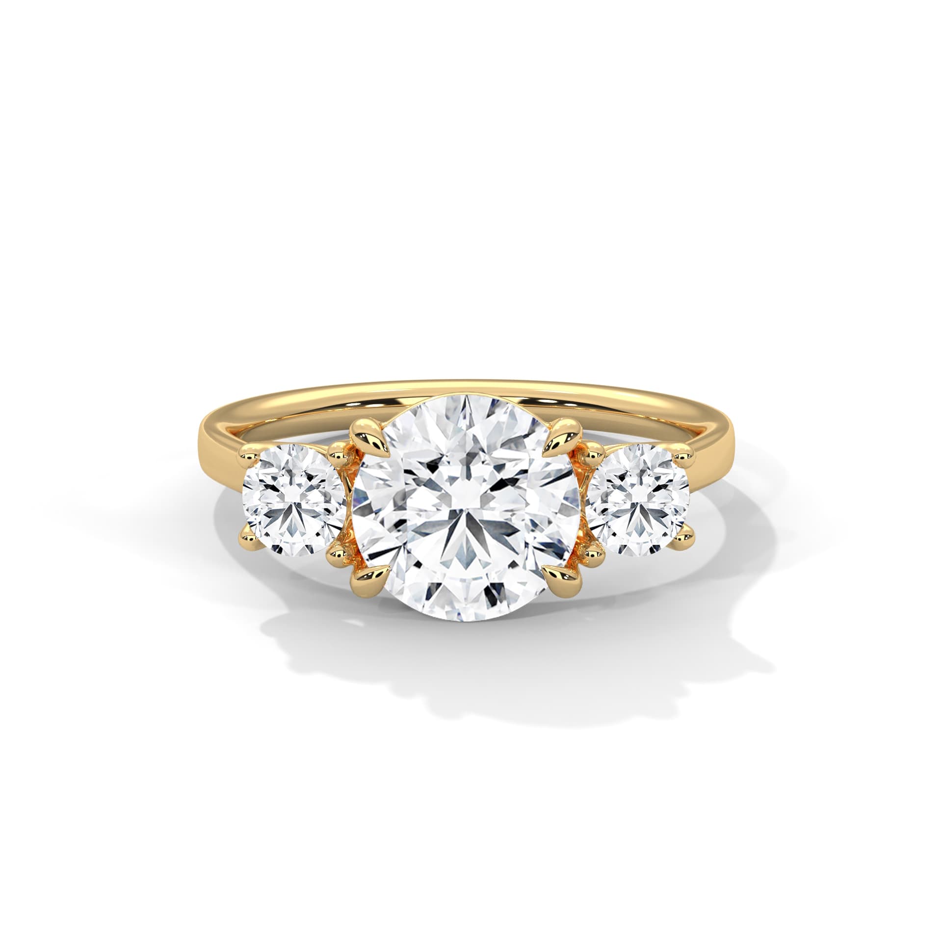 ThreeStone Ring With Round Diamond In Yellow Gold thumbnail 10