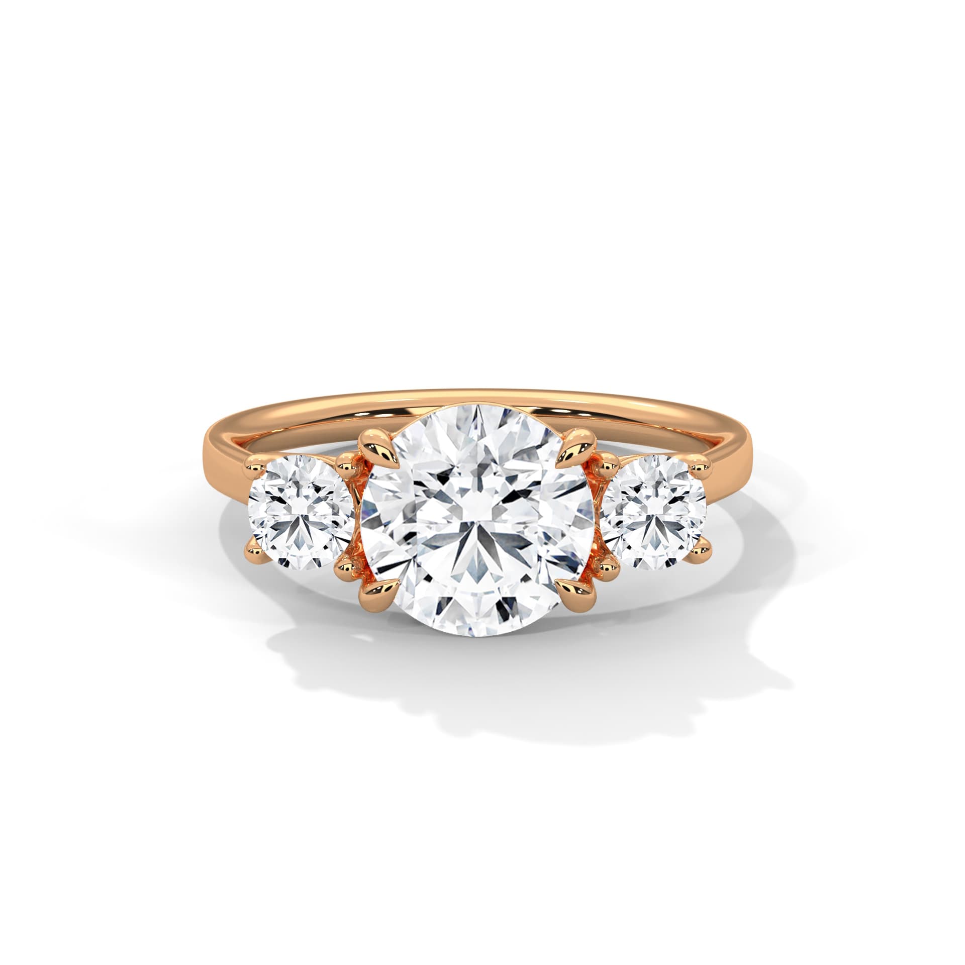 ThreeStone Ring With Round Diamond In Yellow Gold thumbnail 11