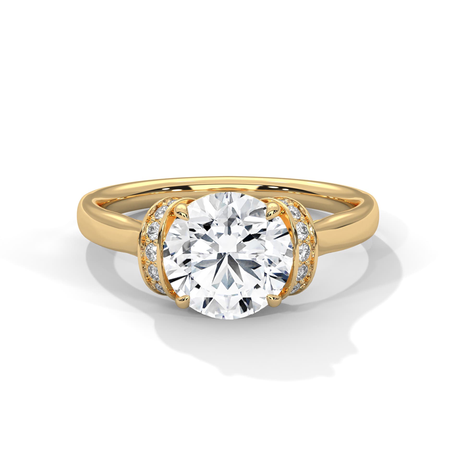 Vintage Ring With Round Diamond In White Gold thumbnail 5