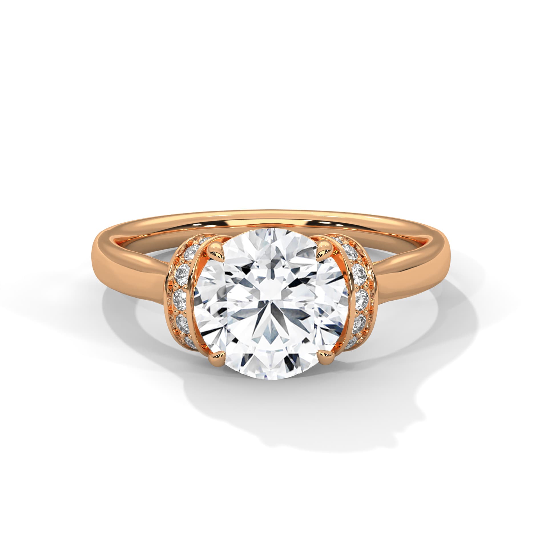 Vintage Ring With Round Diamond In White Gold thumbnail 6